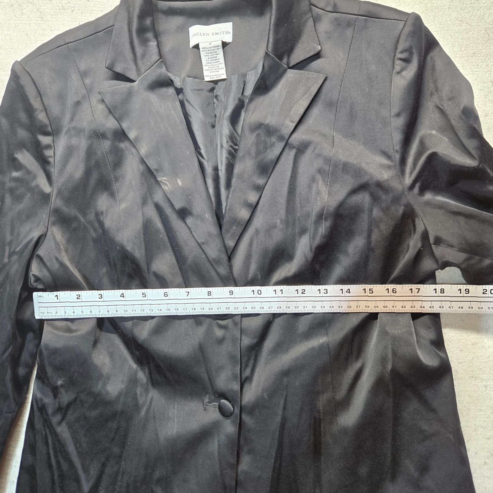 Vintage VINTAGE Jaclyn Smith Blazer Jacket Solid Black Adult Women's Size 18 Notch Lapel Two-Button 2 Button Knit Polyester Blend Plus Size Womens Jacket Size XXL / US 16-18 / IT 52-54 - 5 Thumbnail