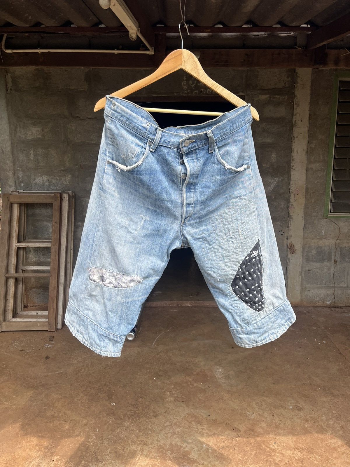 Vintage Thrashed faeded Levi’s Engineered Sashiko Boro Distressed Size US 35 - 1 Thumbnail