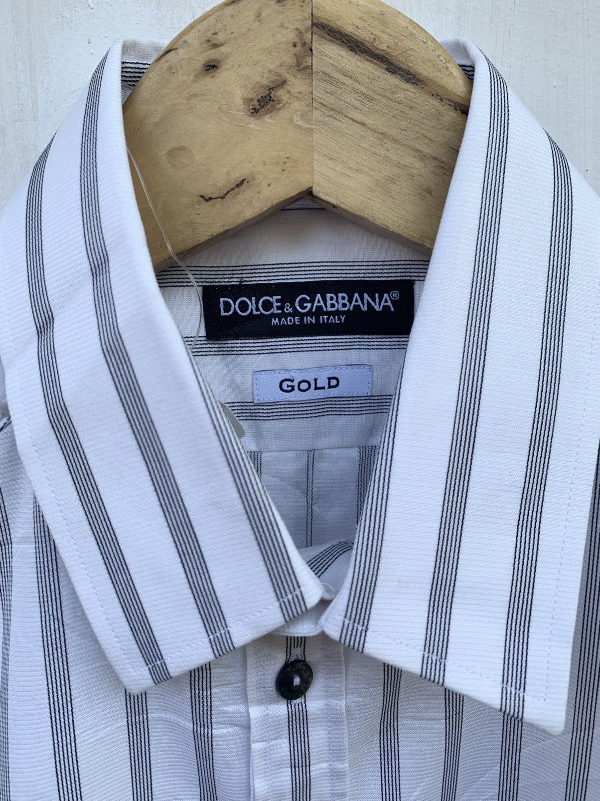 Dolce & gabbana white striped cotton gold label fit shirt