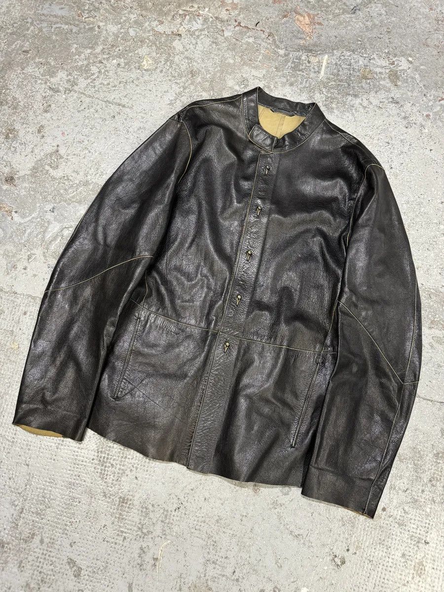 Emporio Armani 1990s Emporio Armani Black Mao Samurai Goat Leather Jacket Size US M / EU 48-50 / 2 - 6 Thumbnail