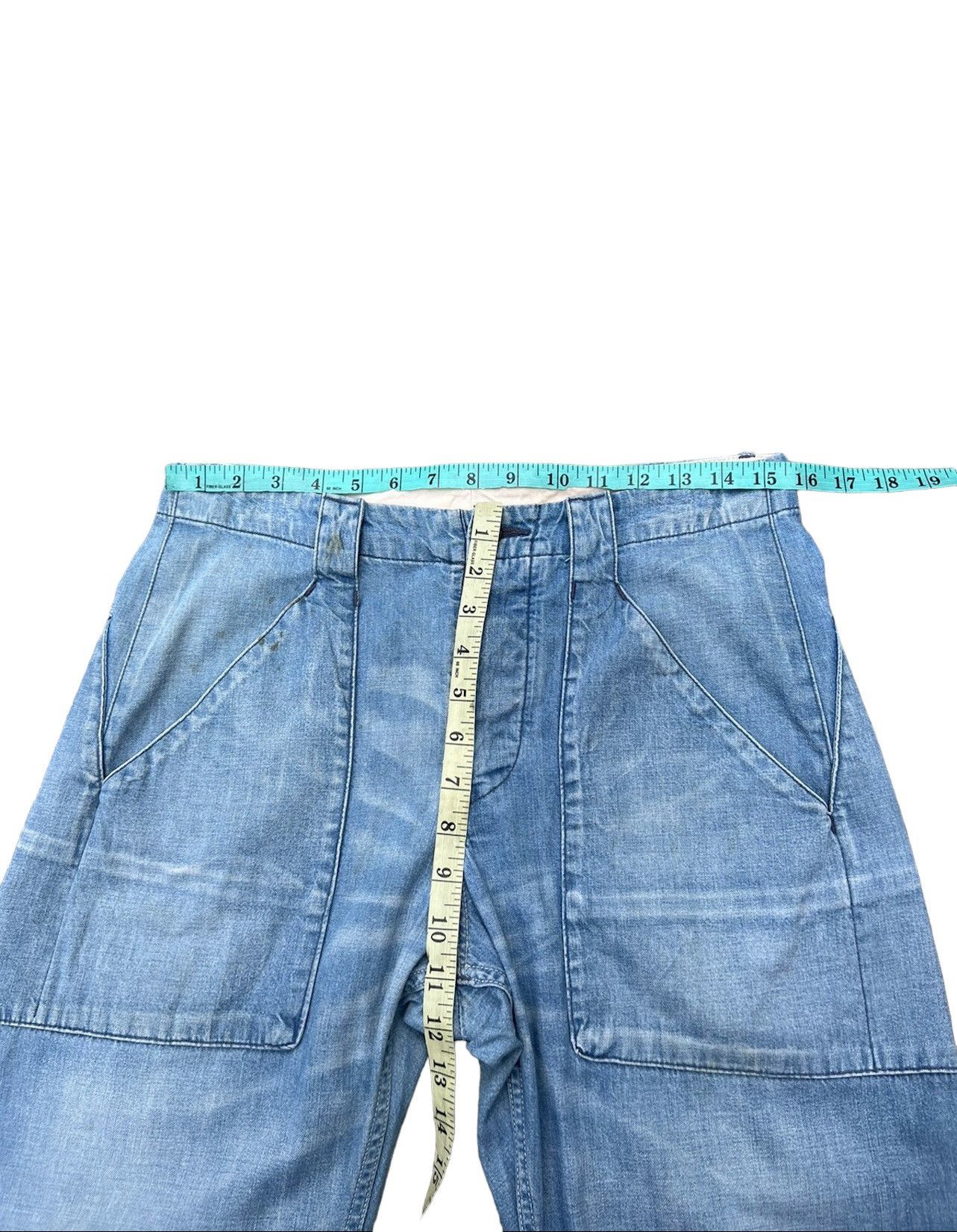 Hiroshi Kato × KATO Sun Fade Blue Vintage Kato Japan Dirty Denim Fatigue Pant Size US 31 - 3 Thumbnail