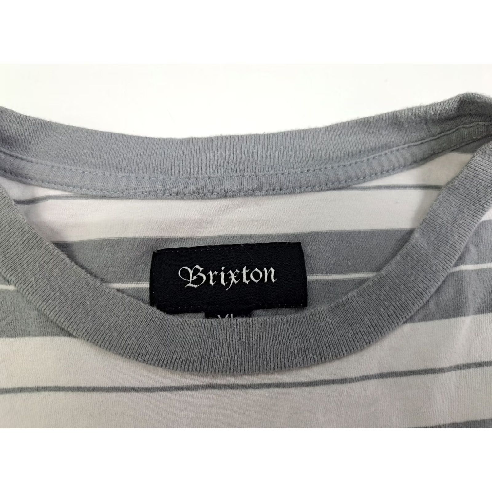 Brixton Brixton Shirt Mens XL Gray/White Long Sleeve Logo Crew Neck Woven Cotton Blend Regular Fit Skate Pattern Size US XL / EU 56 / 4 - 7 Thumbnail