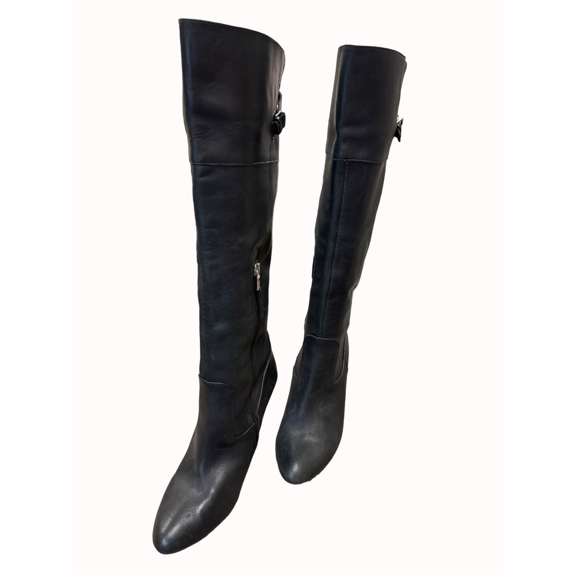 Ralph Lauren Lauren Ralph Lauren women’s black leather Halina OTK boots 9 Size US 9 / IT 39 - 2 Thumbnail