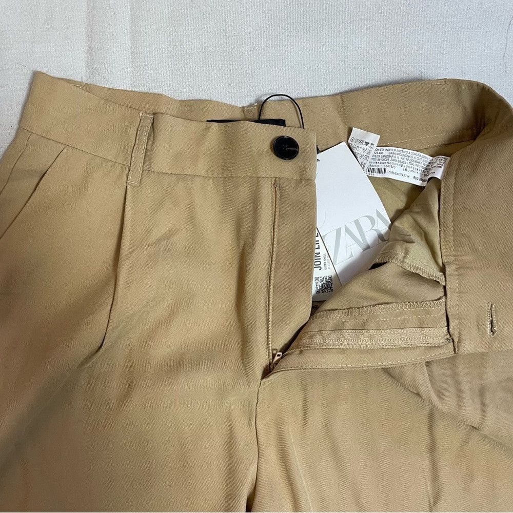 Zara NWT New Zara High-waisted Full Length Beige Pants Size M Size 30" / US 8 / IT 44 - 6 Thumbnail
