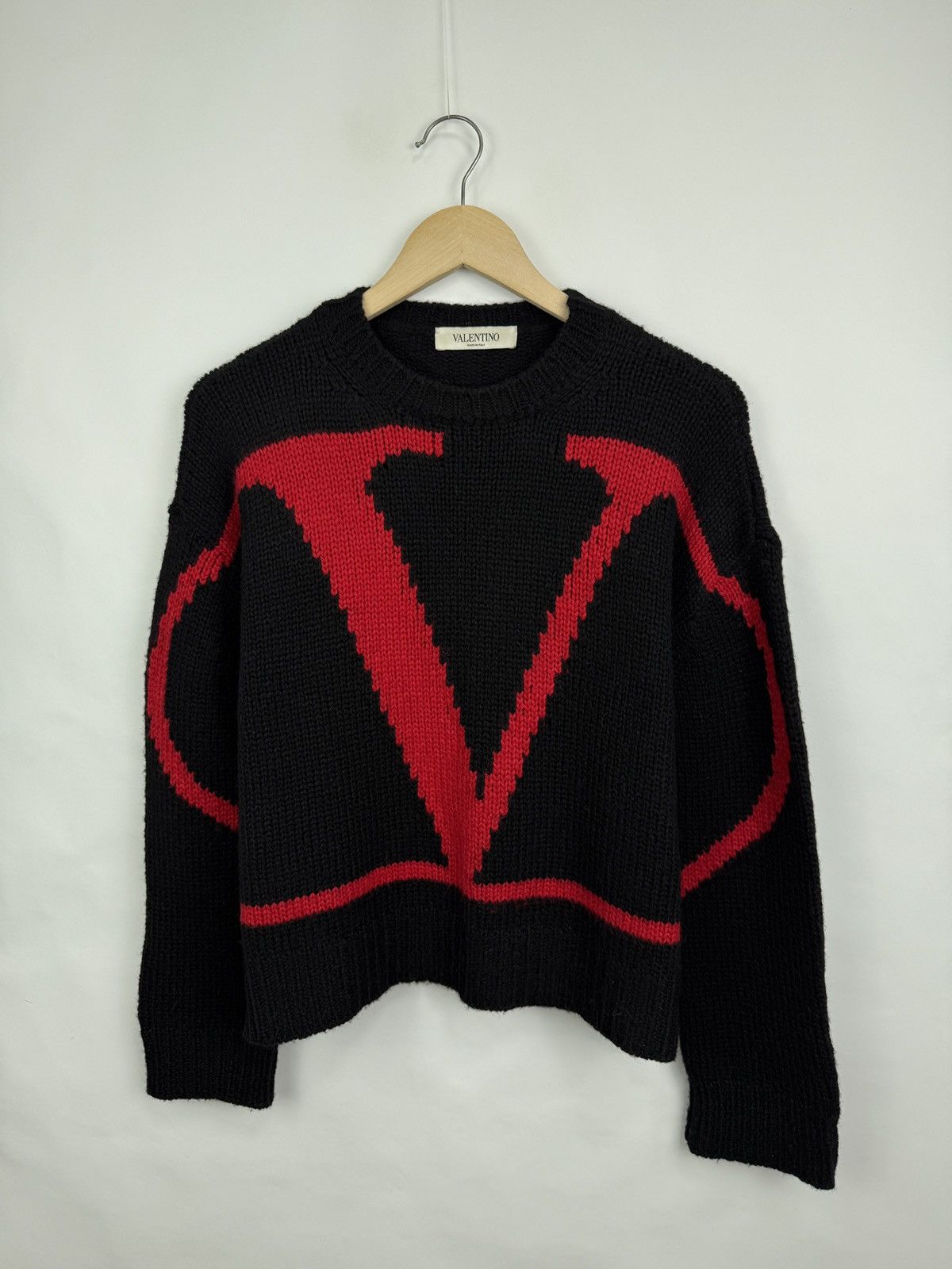 Valentino 🇮🇹 Valentino V Red Logo Wool Alpaca Sweater Rare Retro Size M / US 6-8 / IT 42-44 - 6 Thumbnail