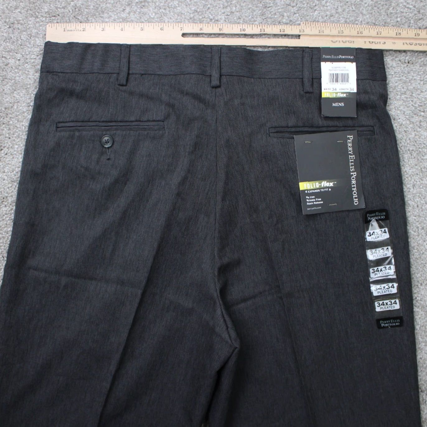Perry Ellis Perry Ellis Dress Pants Mens 34x34 Charcoal Grey NWT City Fit Straight Leg Formal Dresswear Pleated Wrinkle Free Stretch Holiday-Season? Size US 34 / EU 50 - 7 Thumbnail