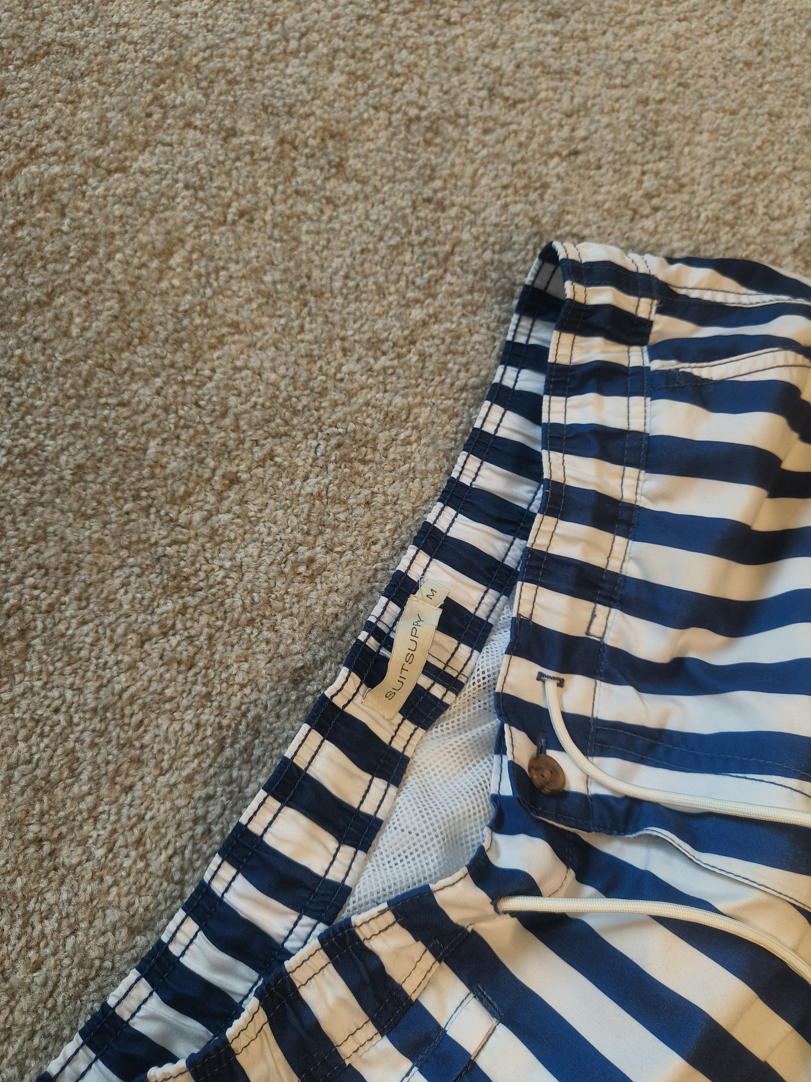 Suitsupply Suitsupply Navy and White Striped Swim Shorts Size US 30 / EU 46 - 3 Thumbnail