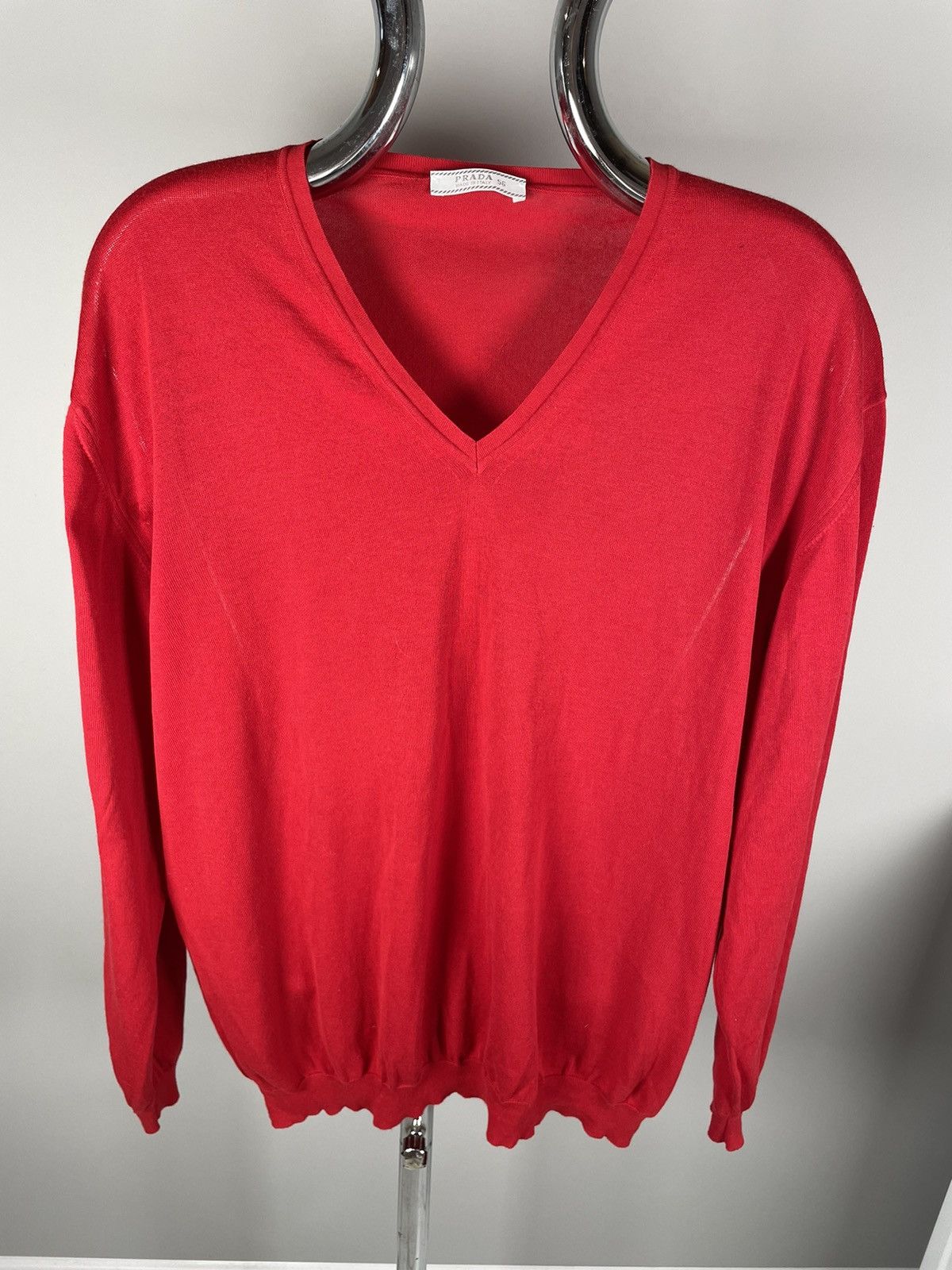 image of Men's Prada Milano Sweater Pullover V-Neck Longsleeve in Red (Size XL)