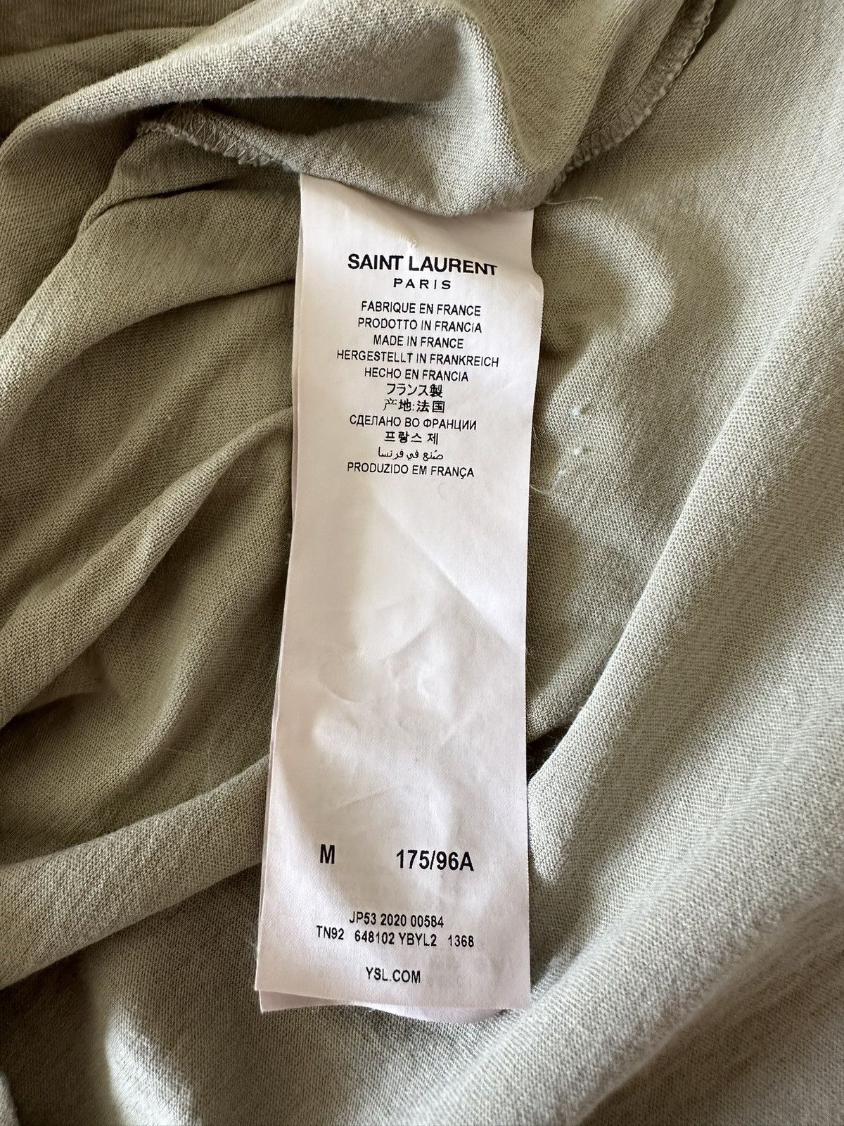 Saint Laurent Paris $550 Saint Laurent Rive Gauche logo t shirt olive khaki M Size US M / EU 48-50 / 2 - 17 Thumbnail