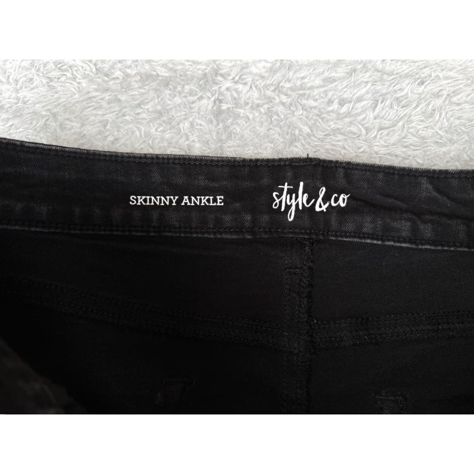 Vintage Style&co Jeans Womens 12 Black Denim Ankle High Rise Tapered Skinny 32x28 Size 34" / US 12 / IT 48 - 6 Thumbnail
