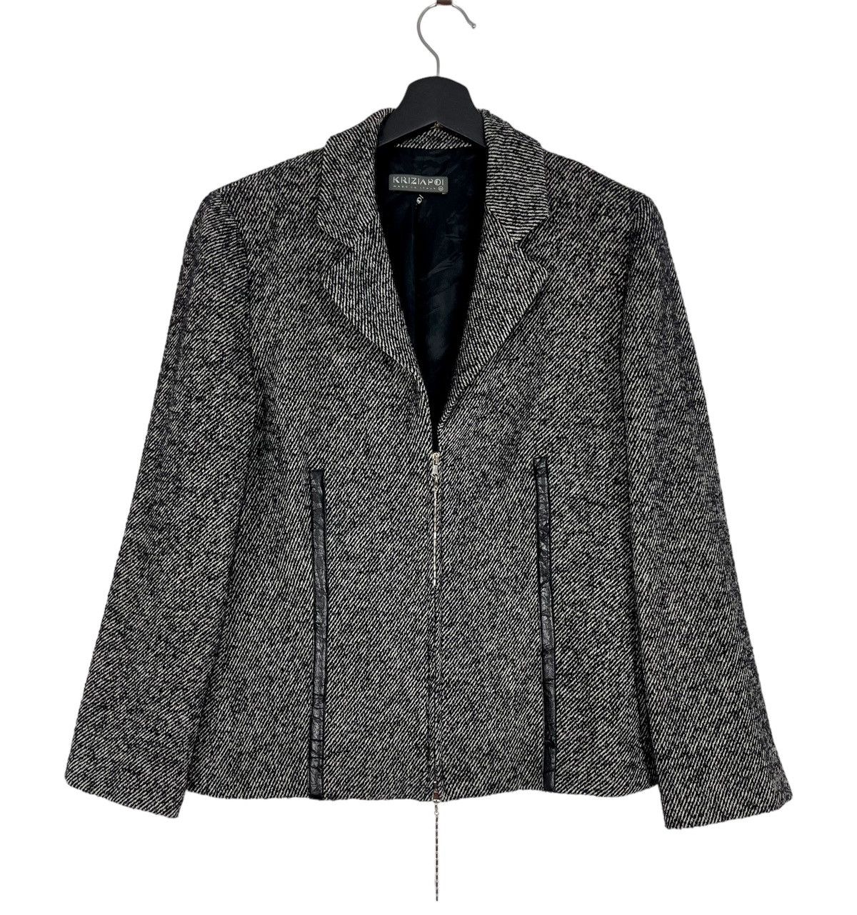 image of Italian Designers x Krizia Wool Jacket in Black Gray, Women's (Size Medium)