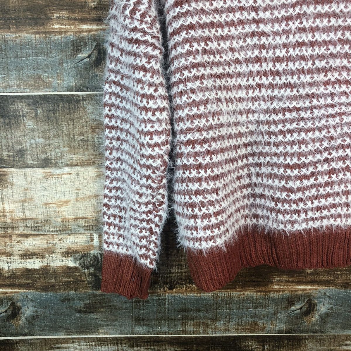 Homespun Knitwear DL Lips Red Mohair shaggy fur Knitwear #C322 Size S / US 4 / IT 40 - 15 Thumbnail