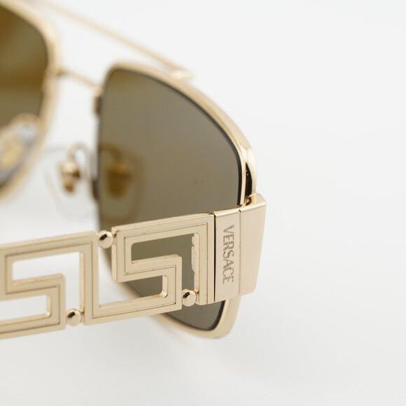 Versace Versace VE2257 100273 Sunglasses Shiny Gold Rectangle Frame Size ONE SIZE - 5 Thumbnail