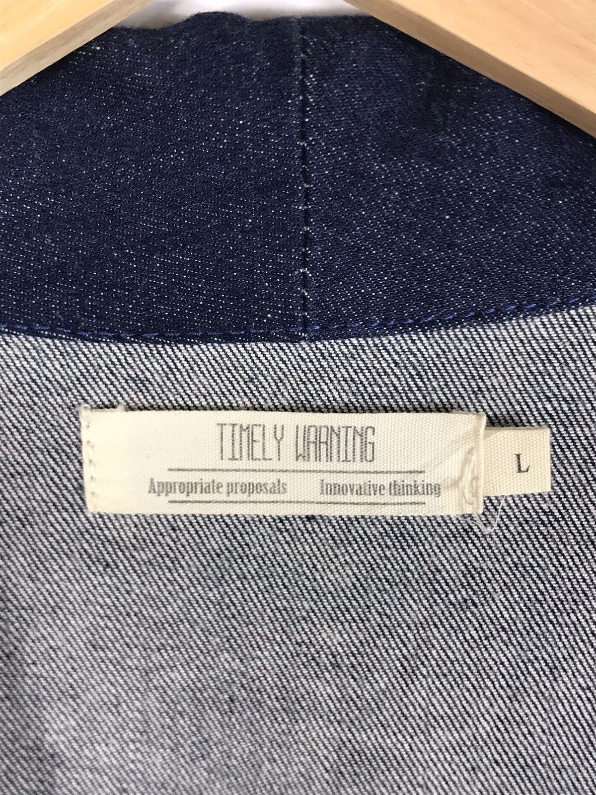Japanese Brand 🔥 Timely Warning Blue Japan Denim Button Long Coat Jacket Size US L / EU 52-54 / 3 - 9 Thumbnail