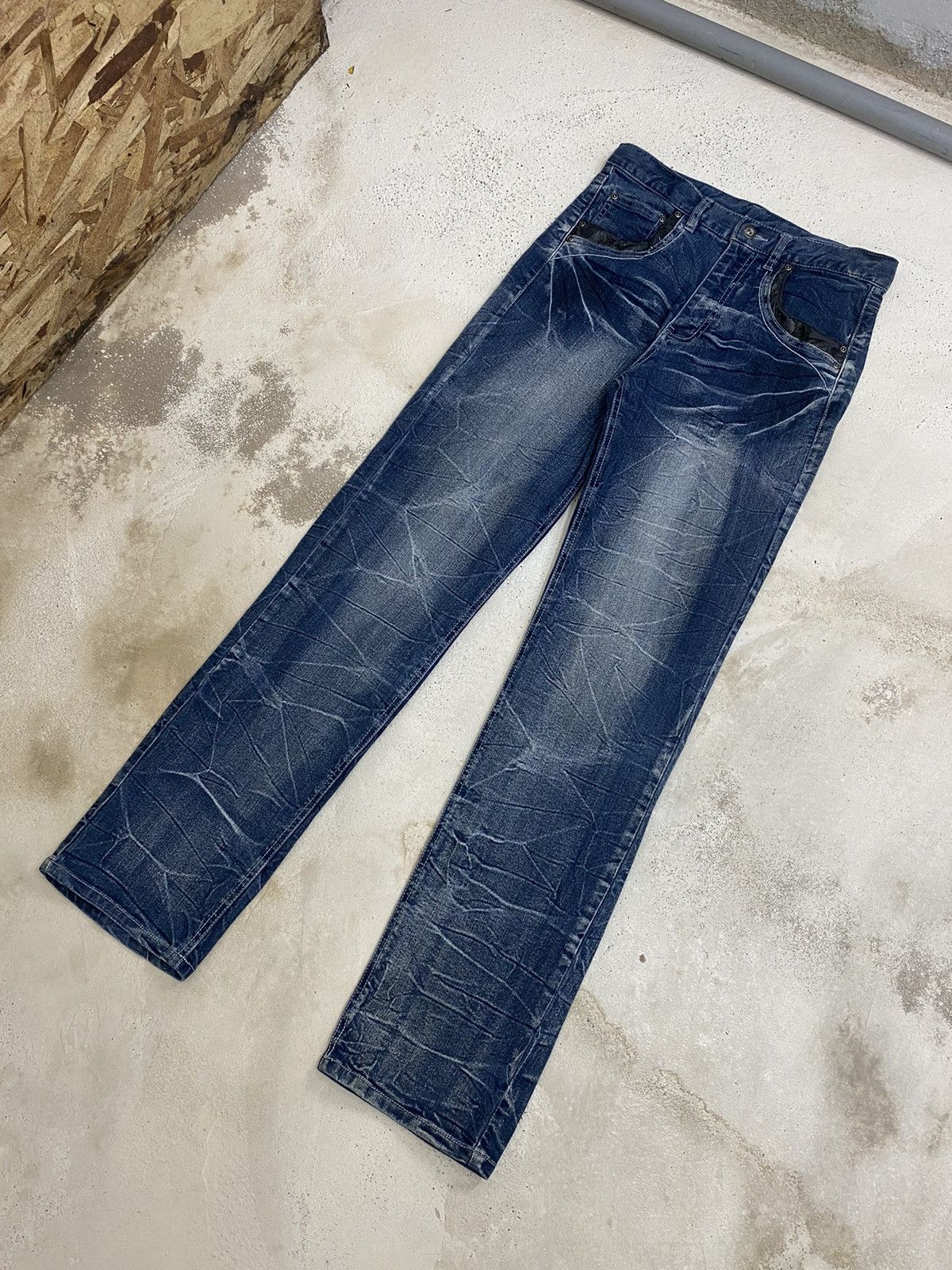 If Six Was Nine × Japanese Brand × Le Grande Bleu (L.G.B.) Unbrand Jean Japan Whisker Clawn Mark Design Straight Cut Size US 28 / EU 44 - 3 Thumbnail