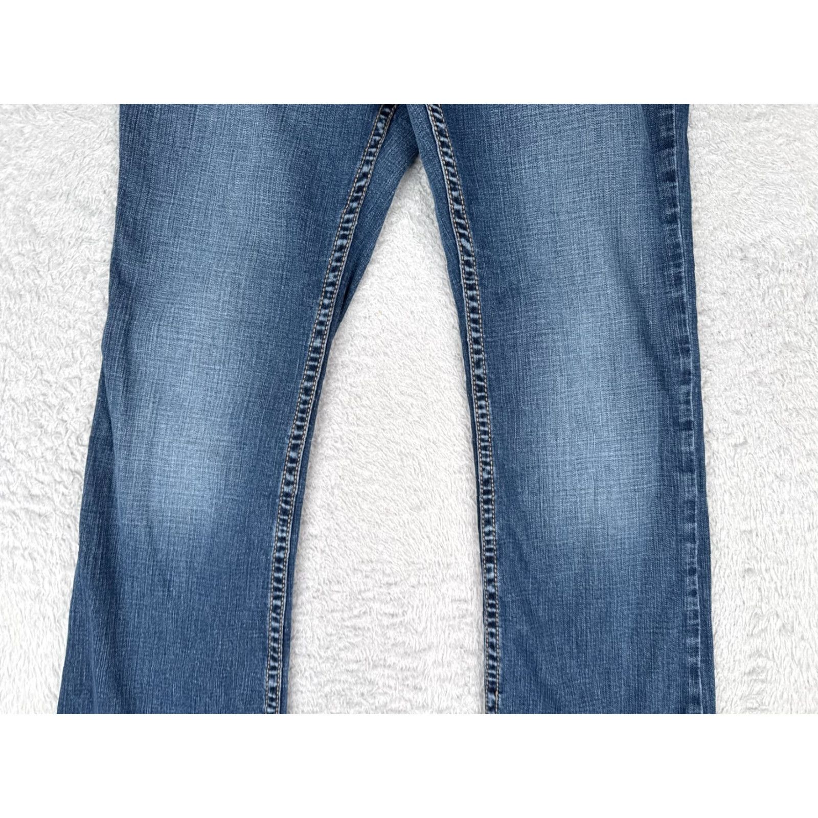 Shyanne Jeans Womens Bootcut 27 Blue Denim Embroidered Embellished Mid 27x31 Jeans Womens
