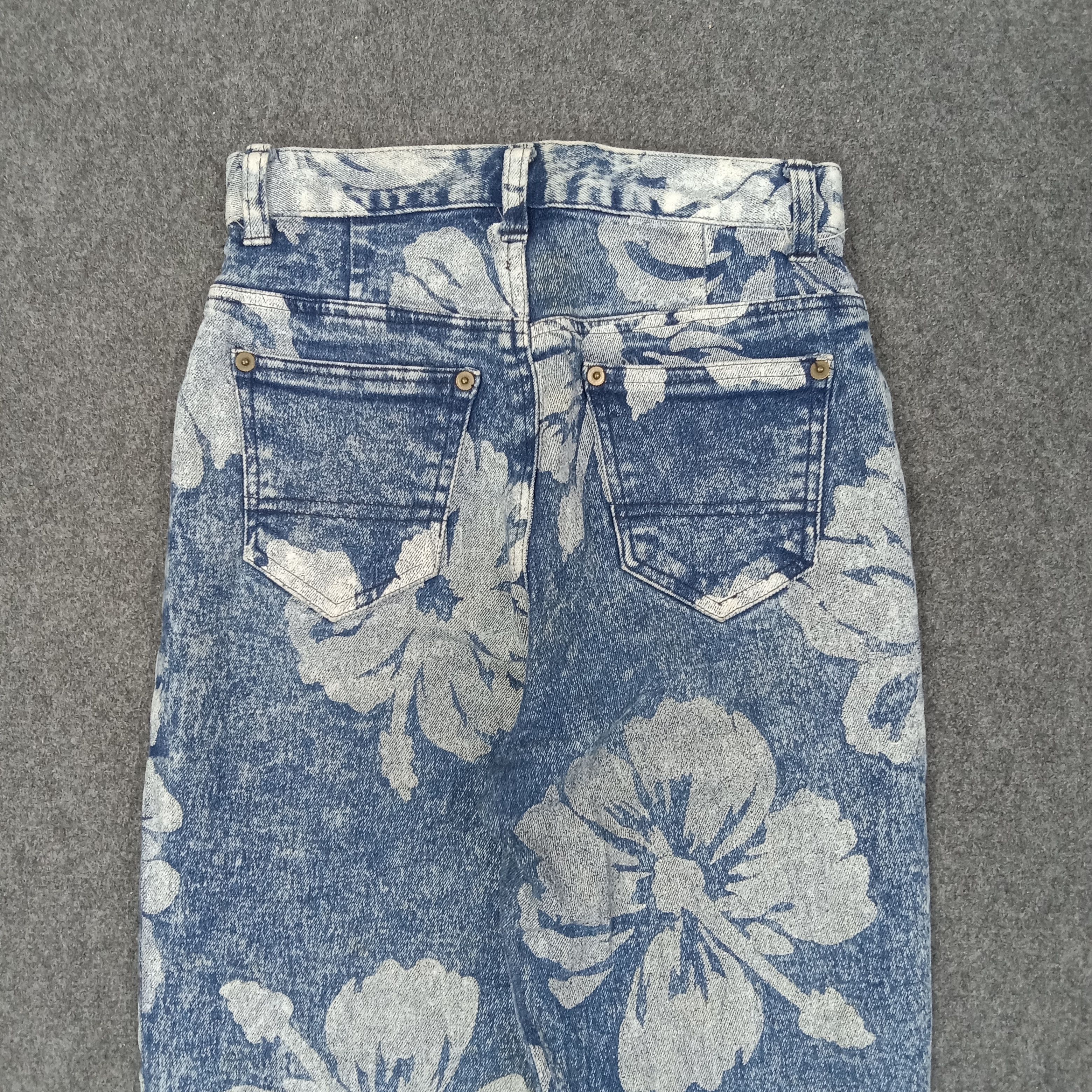 Japanese Brand Ryu Sports Japanese Flower Full Print Jeans C258N26 Size 23" - 7 Thumbnail