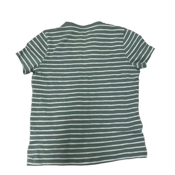 Madewell Madewell Striped V-Neck T-Shirt Light Green & Ivory Soft Lig Size XS / US 0-2 / IT 36-38 - 3 Thumbnail