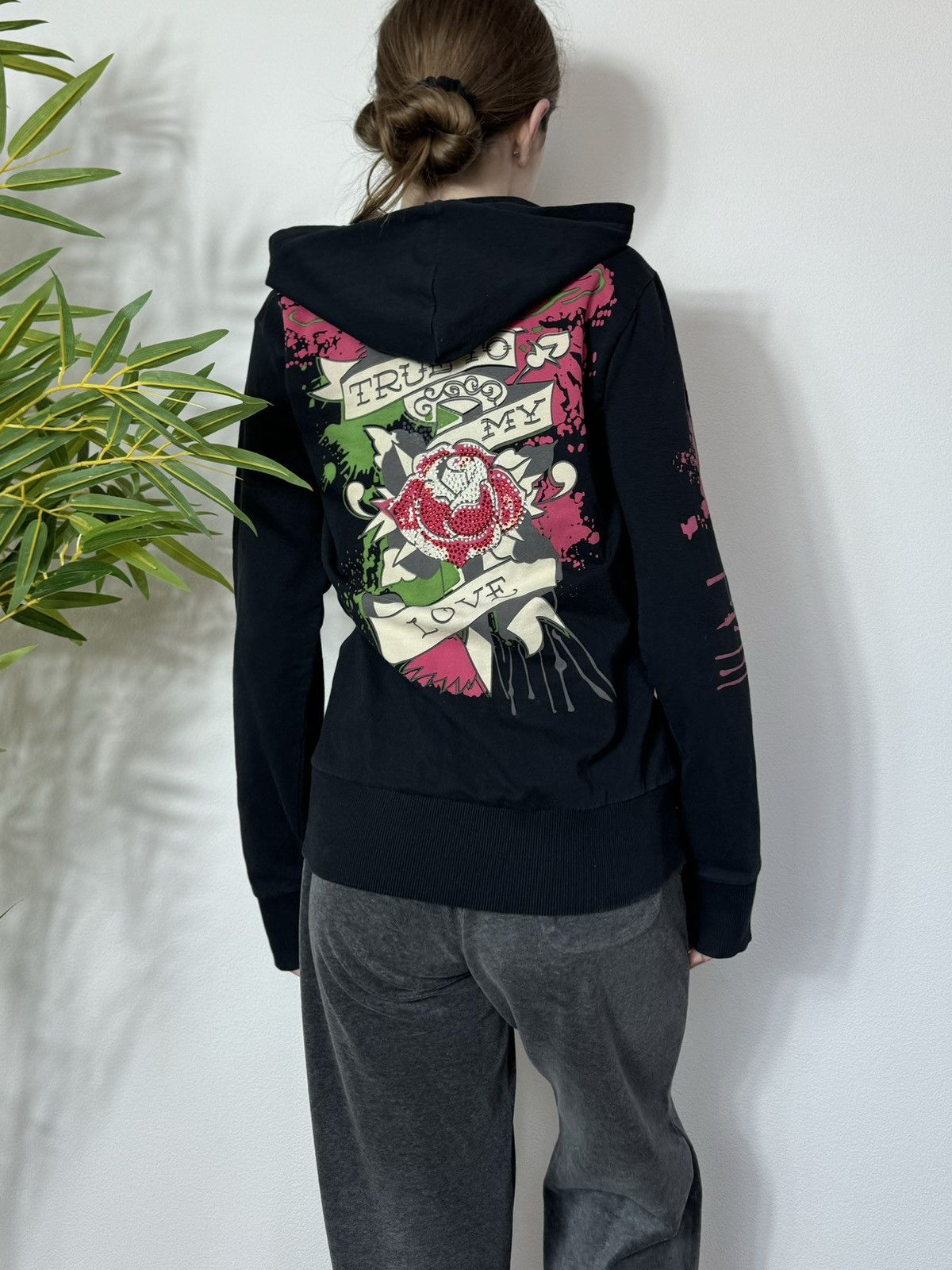 Ed Hardy VINTAGE ED HARDY PRINTED 2000s ZIP UP HOODIE Size XXL / US 16-18 / IT 52-54 - 2 Thumbnail