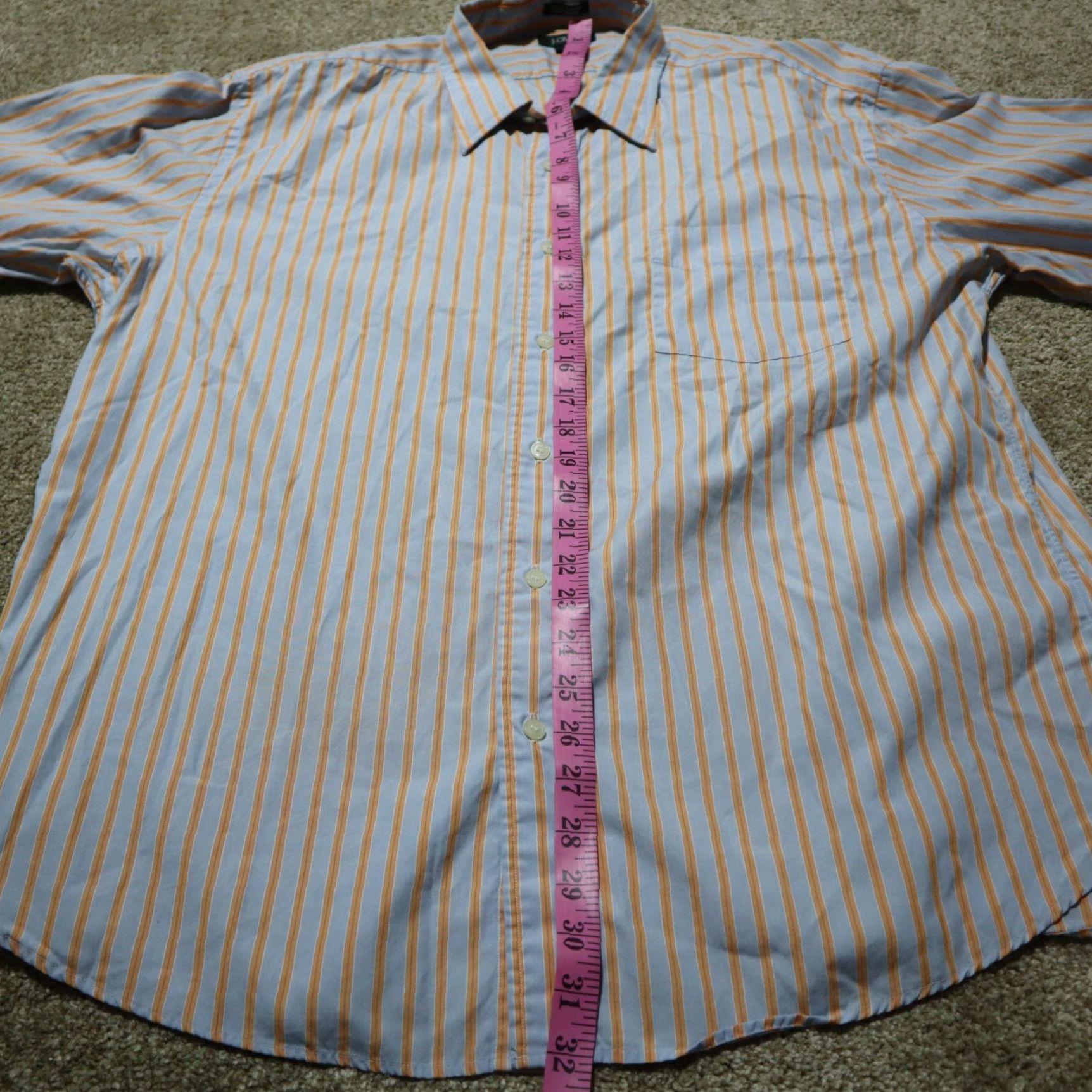 J.Crew J.Crew Men's Button up Shirt 2 ply Blue With Orange Stripes Size 17 17.5 Size US XL / EU 56 / 4 - 5 Thumbnail