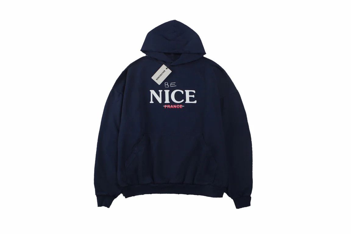 Balenciaga o1la1rc1a1224 Be Nice Printed Hoodie in Marine Blue Size US M / EU 48-50 / 2 - 1 Thumbnail