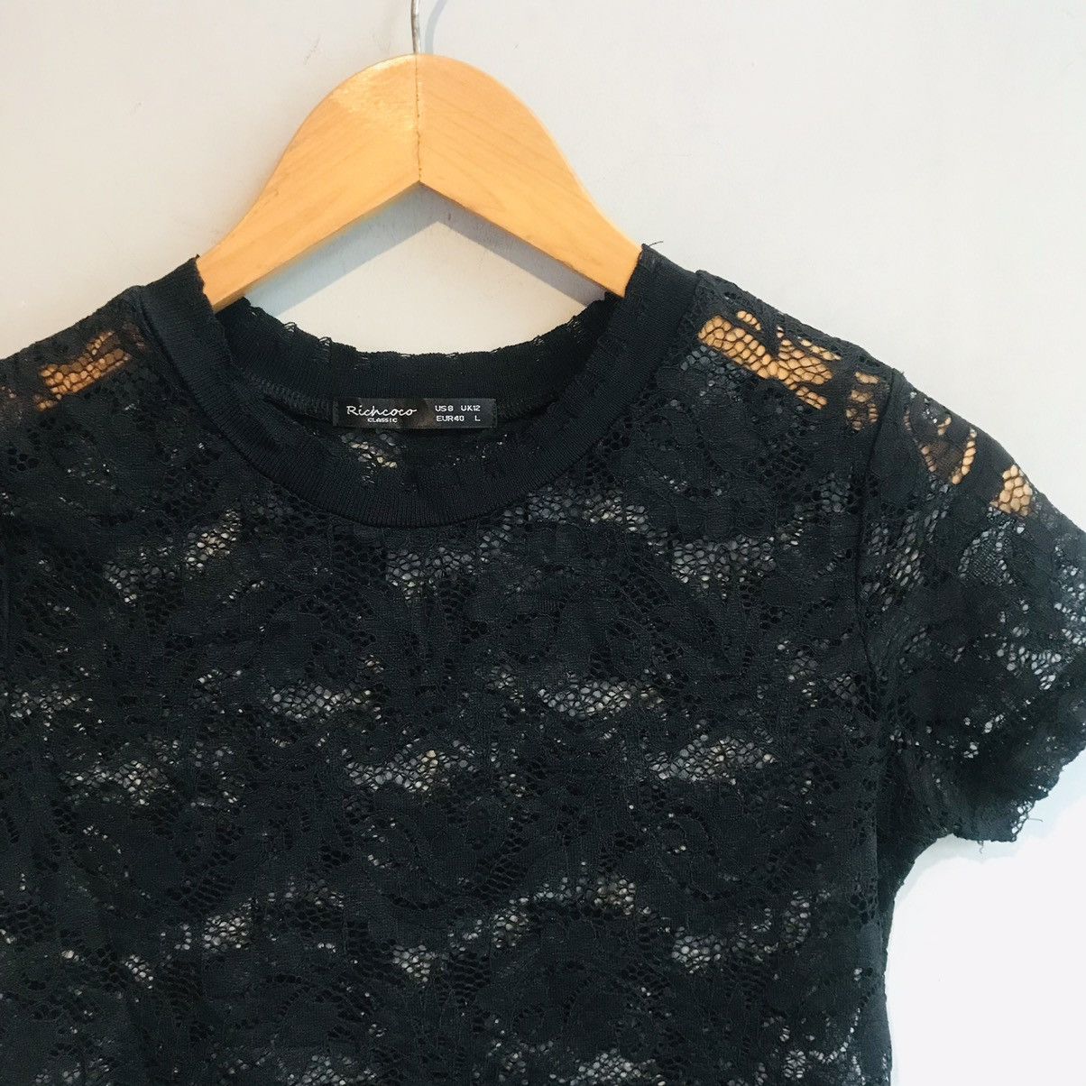 Japanese Brand Floral Lace Mesh Top Size L / US 10 / IT 46 - 2 Thumbnail