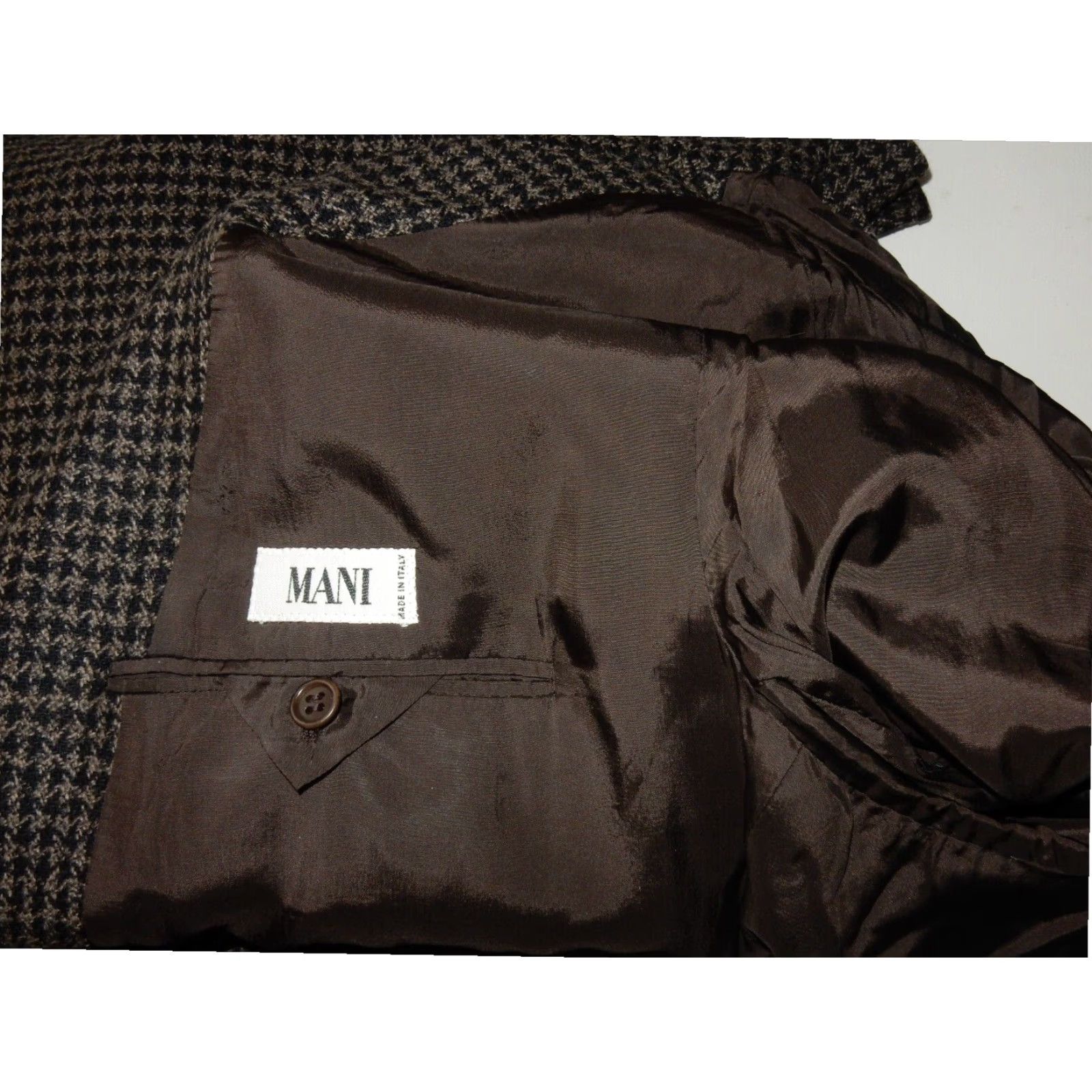 Armani VINTAGE Giorgio Armani Blazer Jacket Men's Size 44R Gray&Black Houndstooth Wool Mens Size 44R - 7 Thumbnail