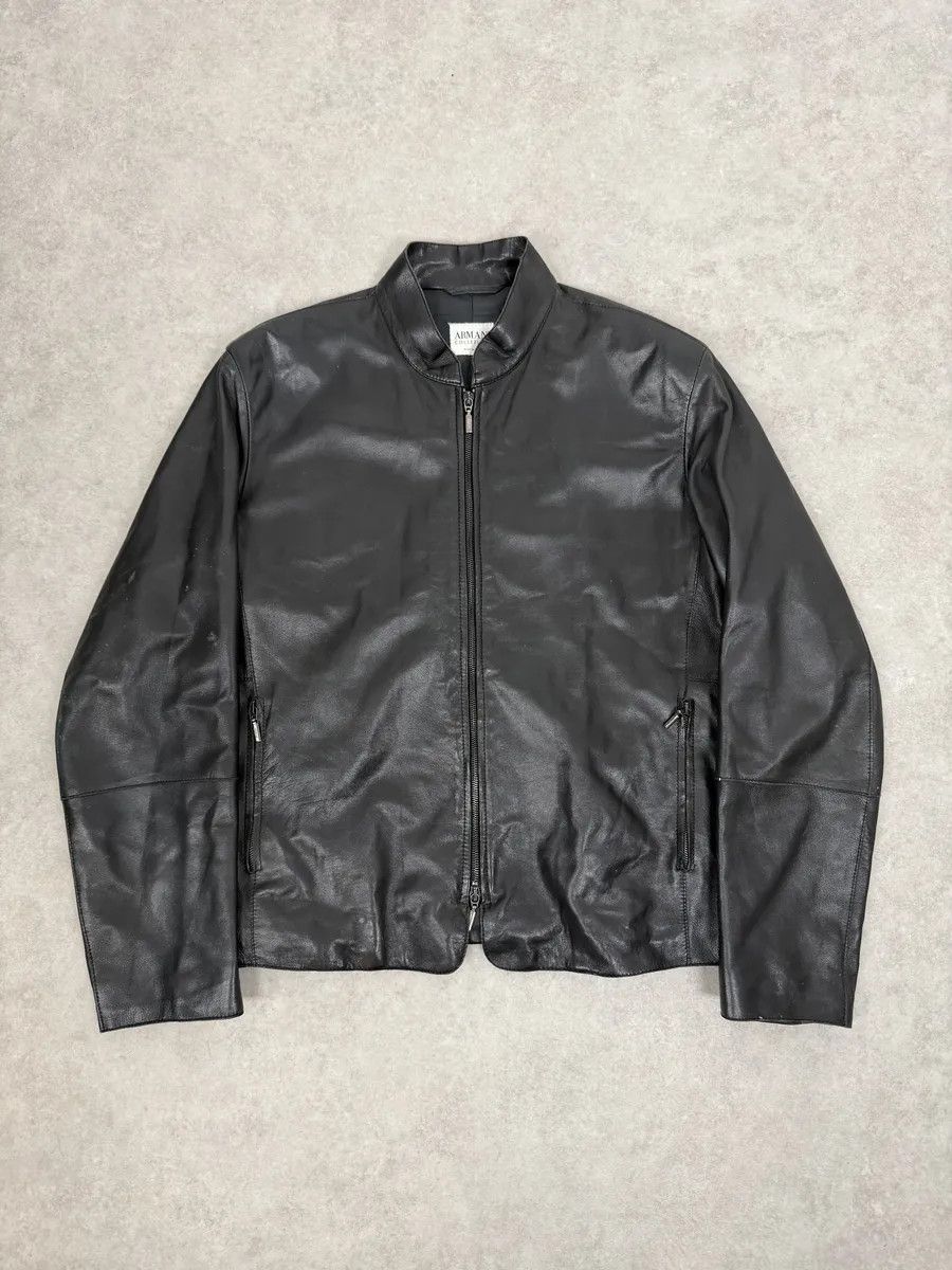 Armani Collezioni 2000s Armani Collezioni Black Leather Jacket Size US M / EU 48-50 / 2 - 1 Thumbnail