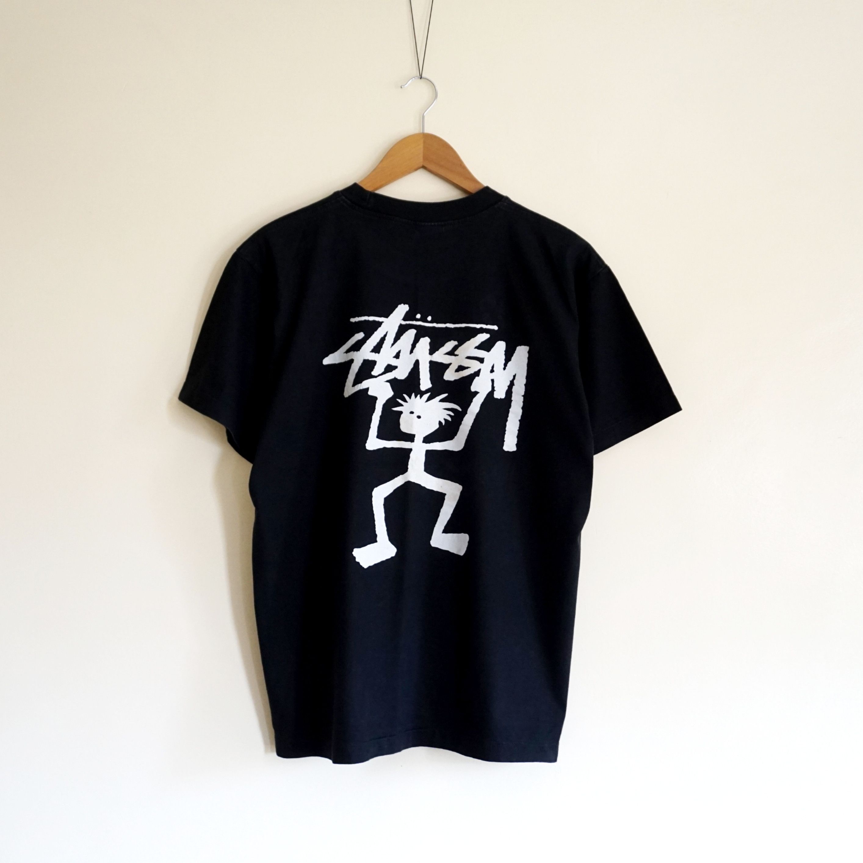 image of Made In USA x Stussy VTG Stussy 80S/90S Big Logo Warrior Man Single Stitch in Black, Men's (Size XL