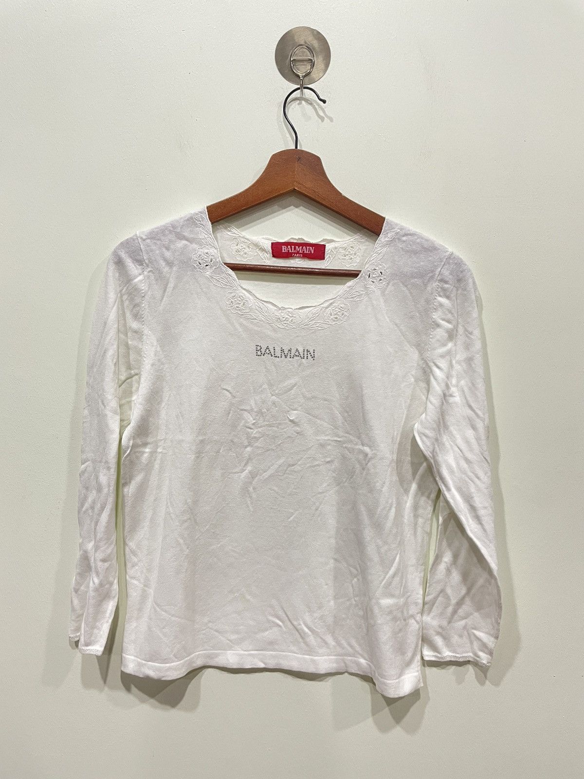 image of Balmain Embroidered White Blouse, Women's