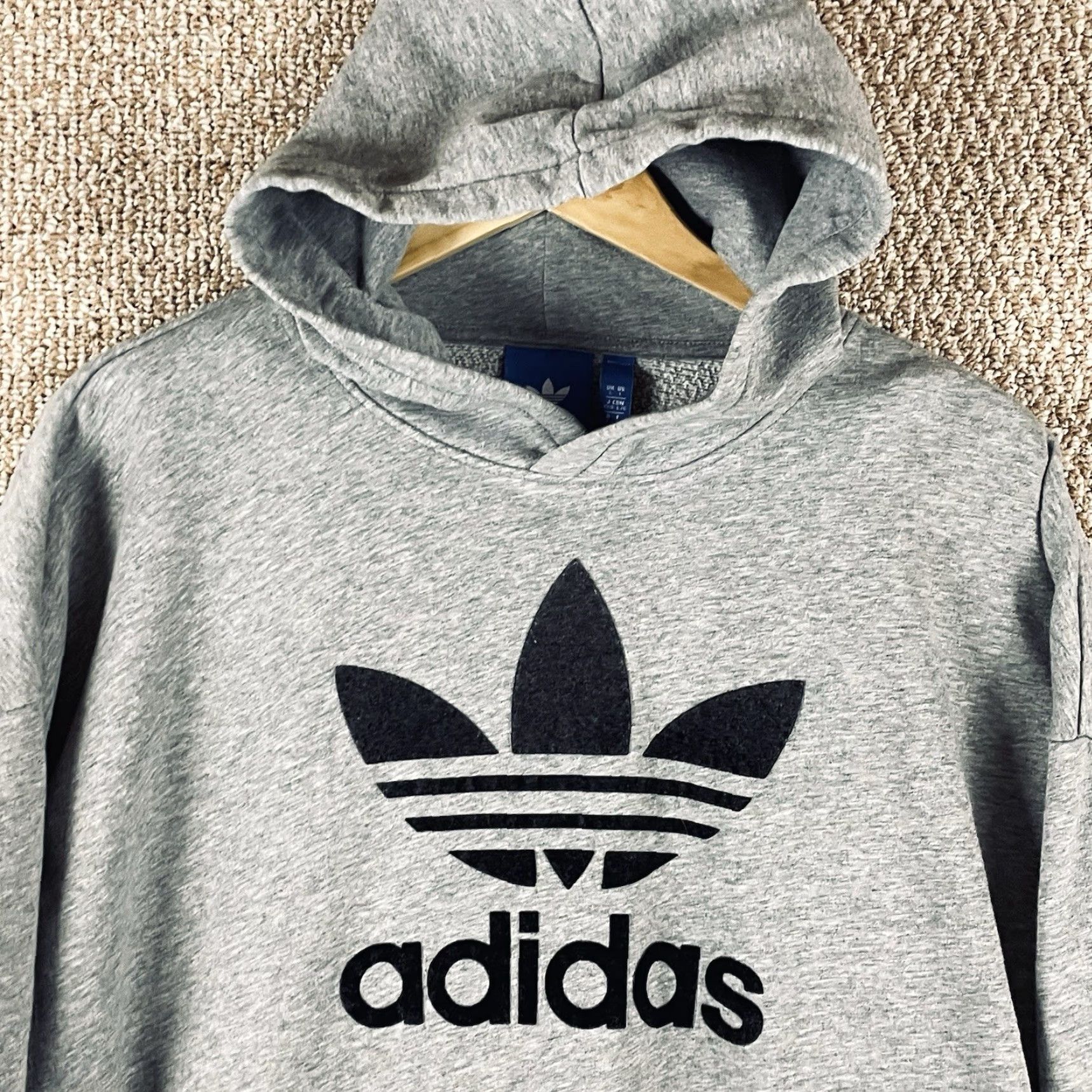 Adidas Adidas Hoodie Mens Large Gray Fleece Pullover Big Logo Athletic Sweatshirt R3 Size US L / EU 52-54 / 3 - 3 Thumbnail