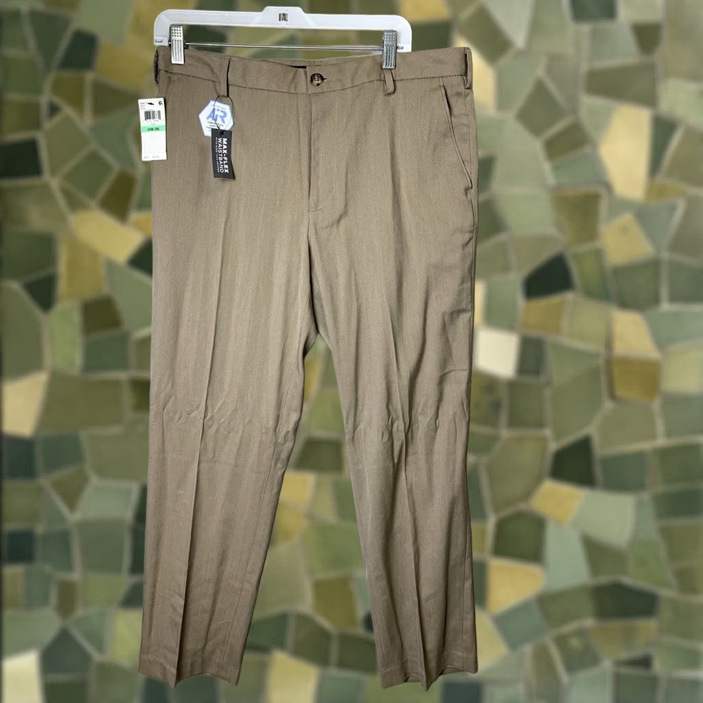 Van Heusen Pants Mens 34x29 Tan Air Cooling Max Flex Wicking Dress Non Iron in Beige, Men's