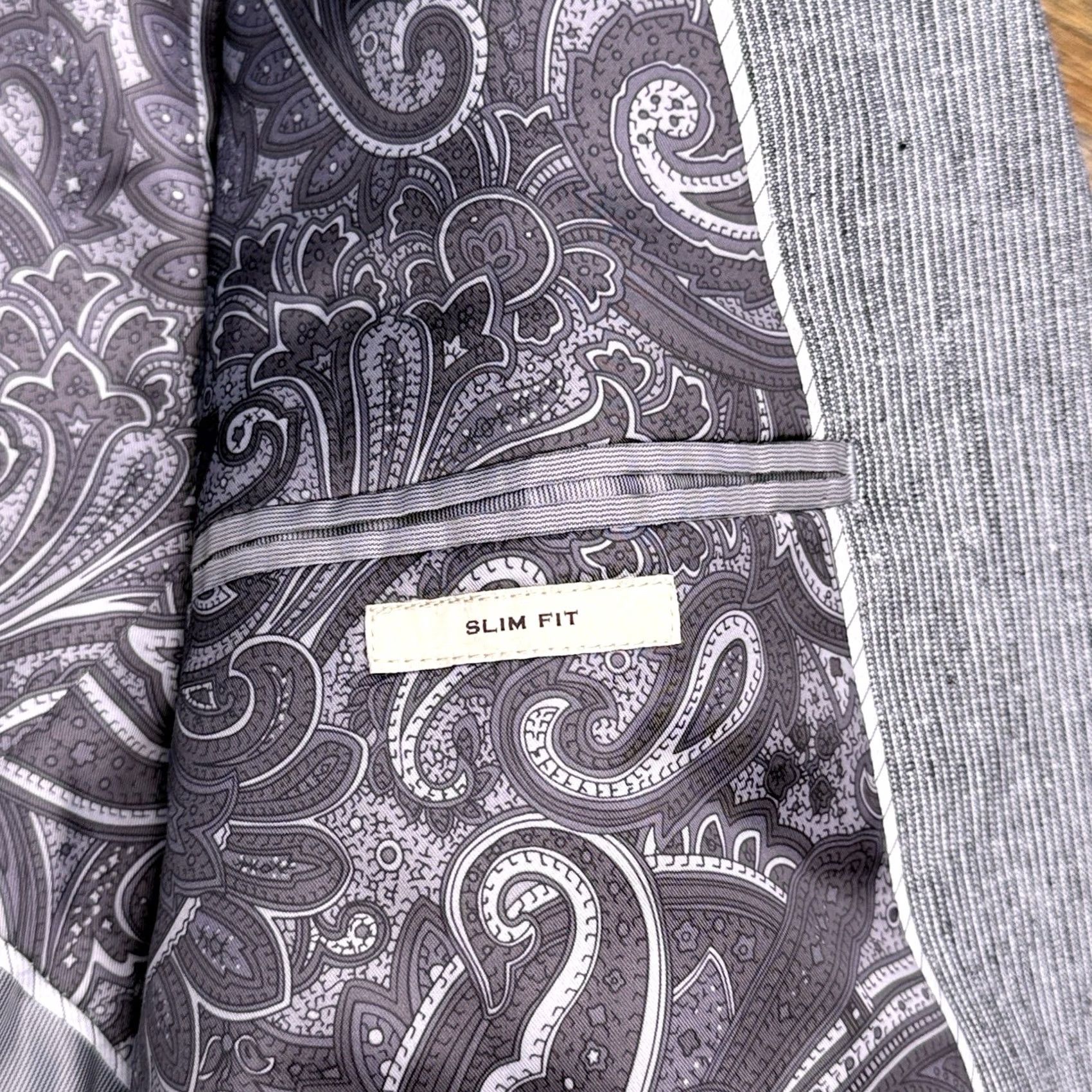 Joseph Abboud Joseph Abboud Blazer Sport Coat 40 Short Gray Linen Cotton Notch Lapel Four-Button Inner Pockets Double-Vented Regular Mens Size US 40 / EU 56 - 5 Thumbnail
