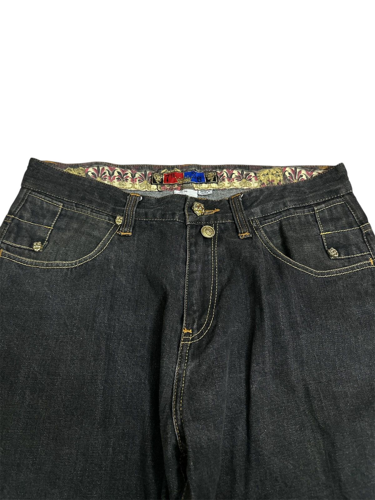 If Six Was Nine Y2K Seventh 7th Embroidered Baggy Jeans Goa Lgb Jnco Style Size US 36 / EU 52 - 6 Thumbnail