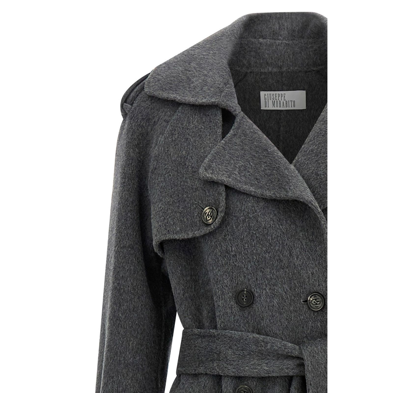 Other GIUSEPPE DI MORABITO Gray Wool Long Coat Jacket New & Authen Size S / US 4 / IT 40 - 3 Thumbnail