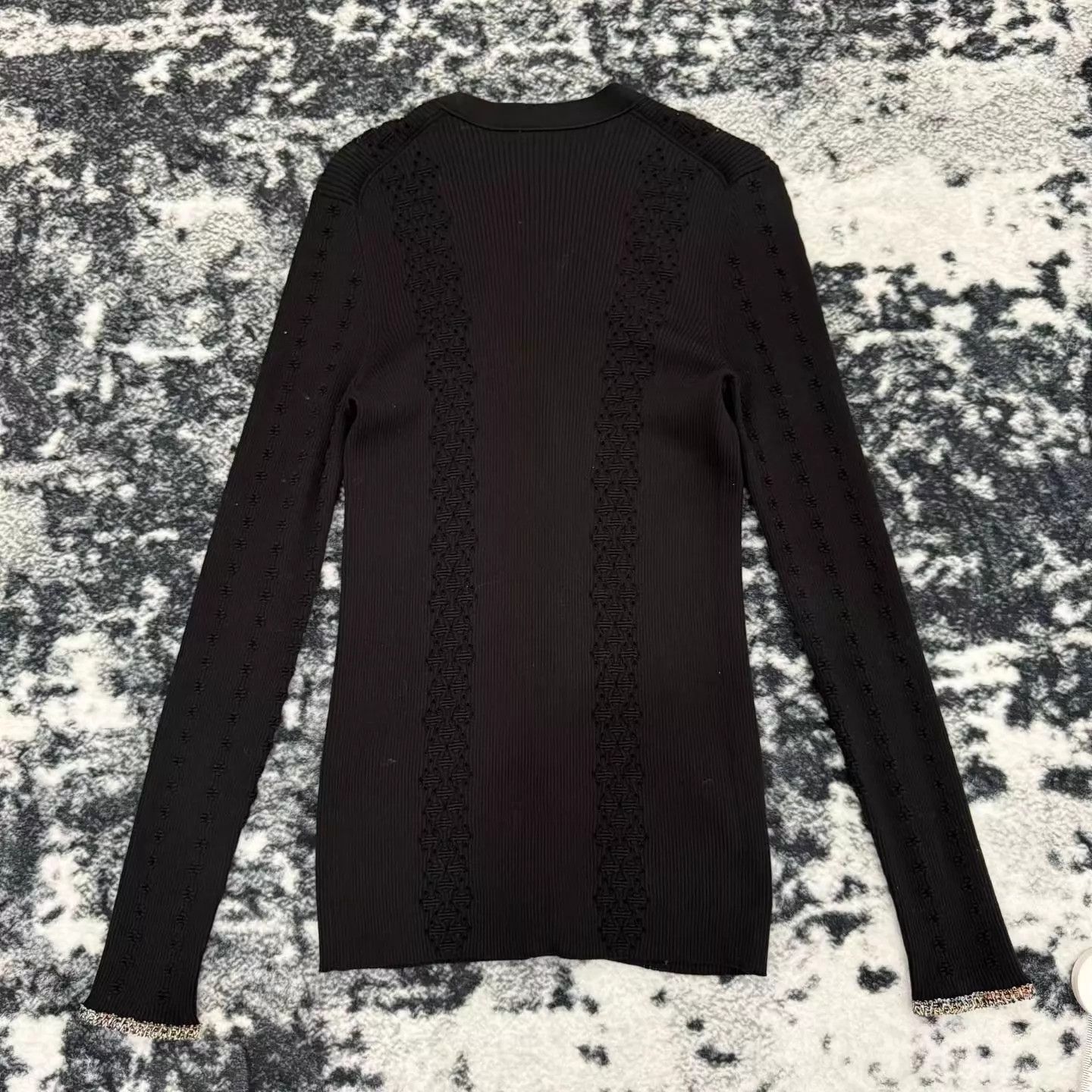 Chanel CHANEL Women's Black Openwork Knit Cardigan Size 40 Size M / US 6-8 / IT 42-44 - 5 Thumbnail