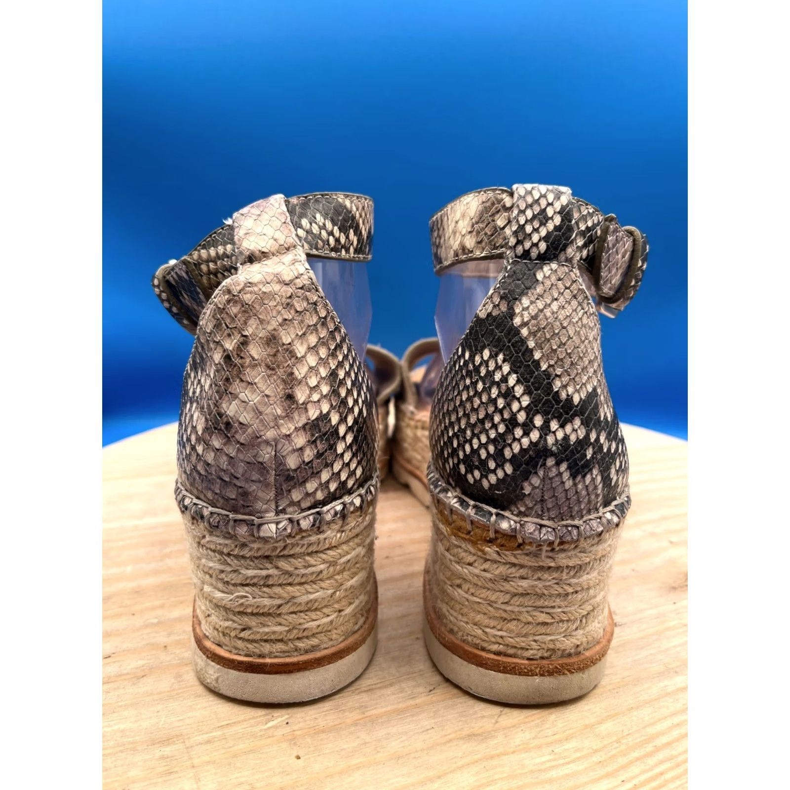 Dolce Vita Dolce Vita Sandals Womens 10 Espadrille Brown Suede Snake Print Open Toe Wedge Size US 8 / IT 38 - 7 Thumbnail