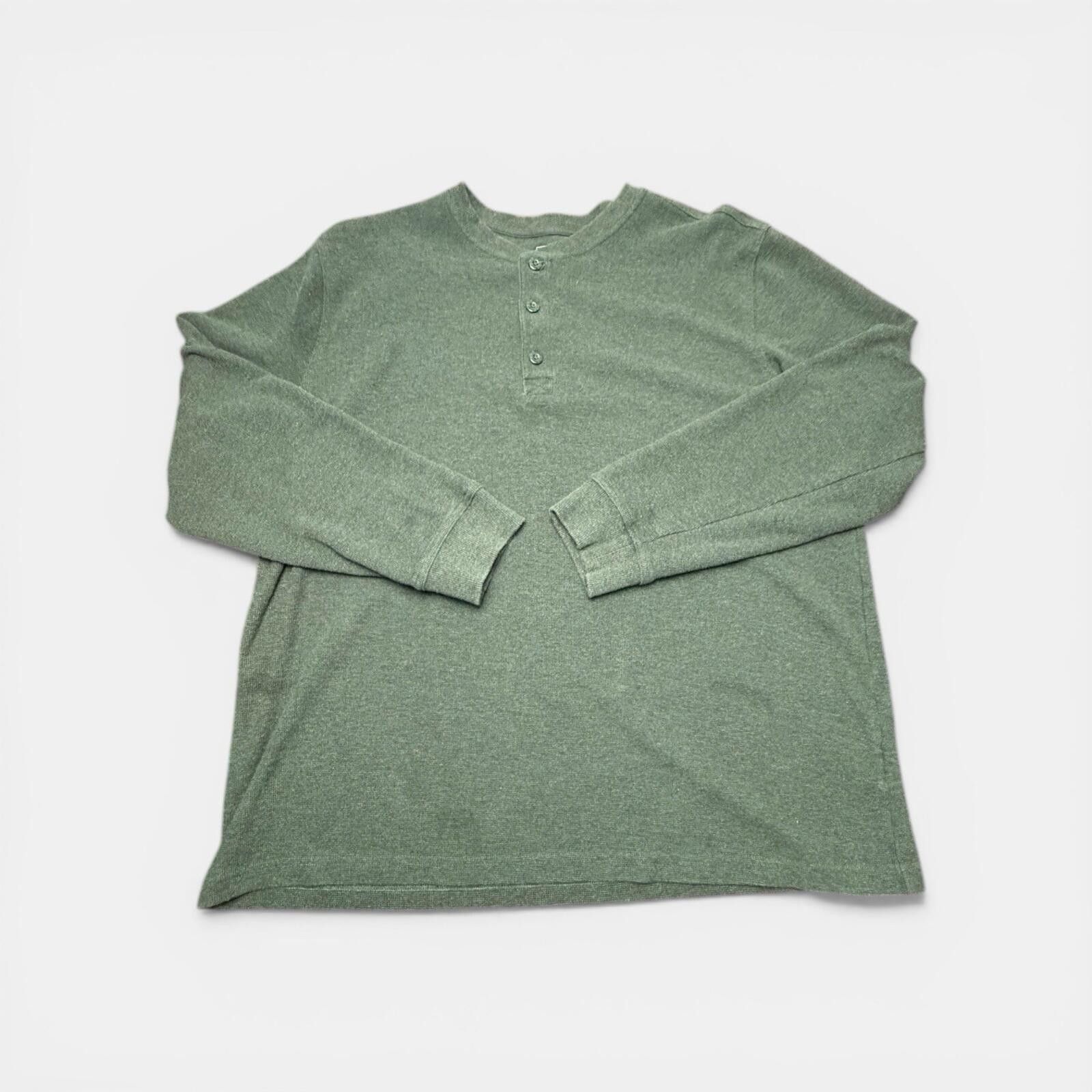 L.L. Bean L.L.Bean Men’s XXL Green Waffle Knit Henley Long Sleeve Size US L / EU 52-54 / 3 - 1 Thumbnail