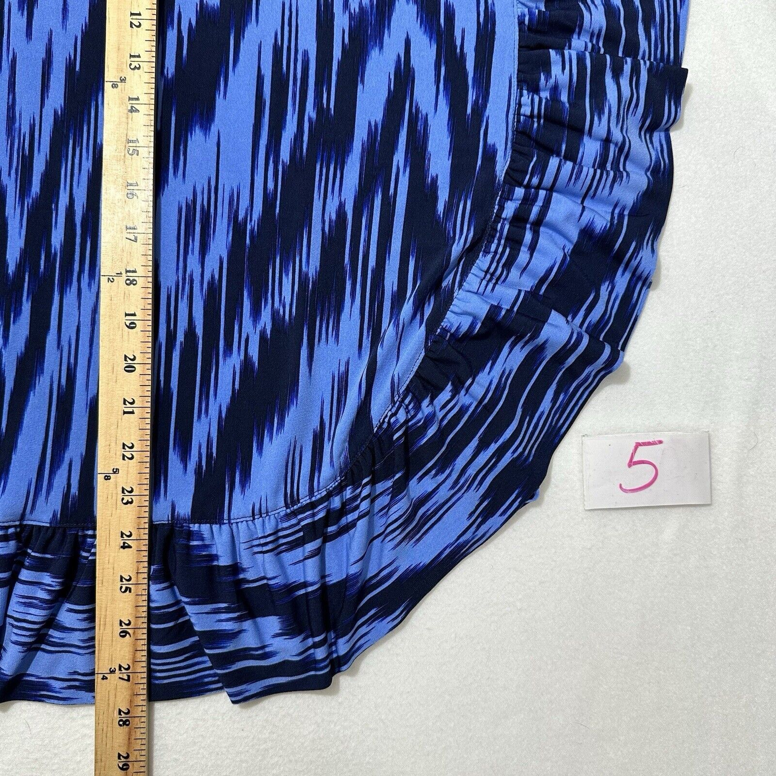 Michael Kors Michael Kors Large Blue V-Neck Blouse Kaftan Top Eyelet Size L / US 10 / IT 46 - 9 Thumbnail