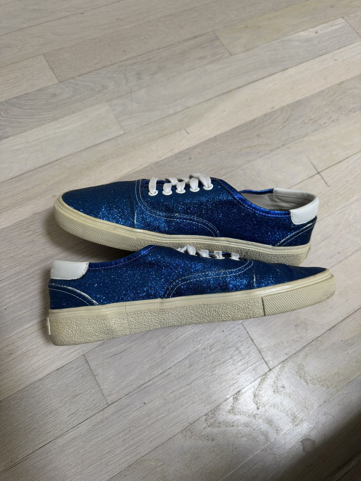 Saint Laurent Paris SS14 Hedi Era SLP Skate Shoe Blue Glitter Size US 8 / EU 41 - 3 Thumbnail