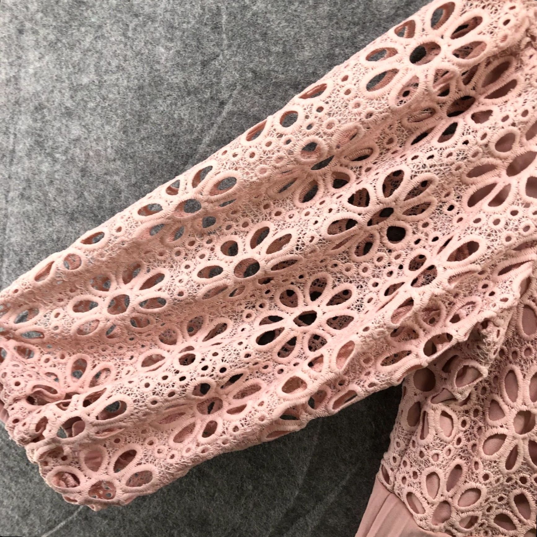 Pinko NWT AOMEI Dress Womens 1X Pink Crochet Balloon Sleeve Pleated Midi Cocktail Dress Size XL / US 12-14 / IT 48-50 - 5 Thumbnail