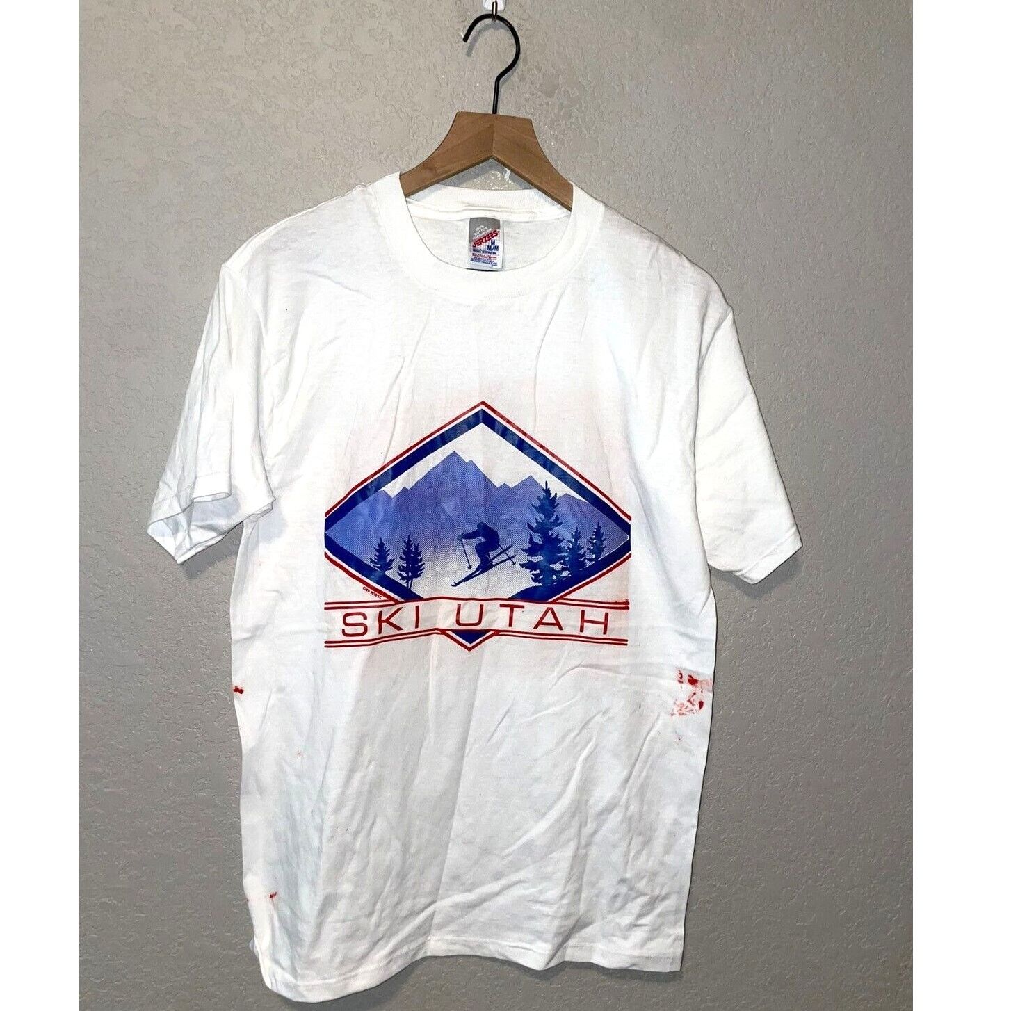 Jerzees Vintage Utah Shirt Skiing Nature Mountain Graphic White Tee Size US M / EU 48-50 / 2 - 1 Thumbnail