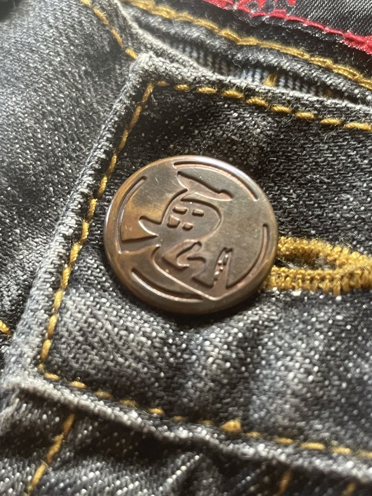 Japanese Brand × LOWBOX × Oni Oniarai Japan Embroidered Oni Japanese Folklore Denim Jeans Size US 30 / EU 46 - 15 Thumbnail
