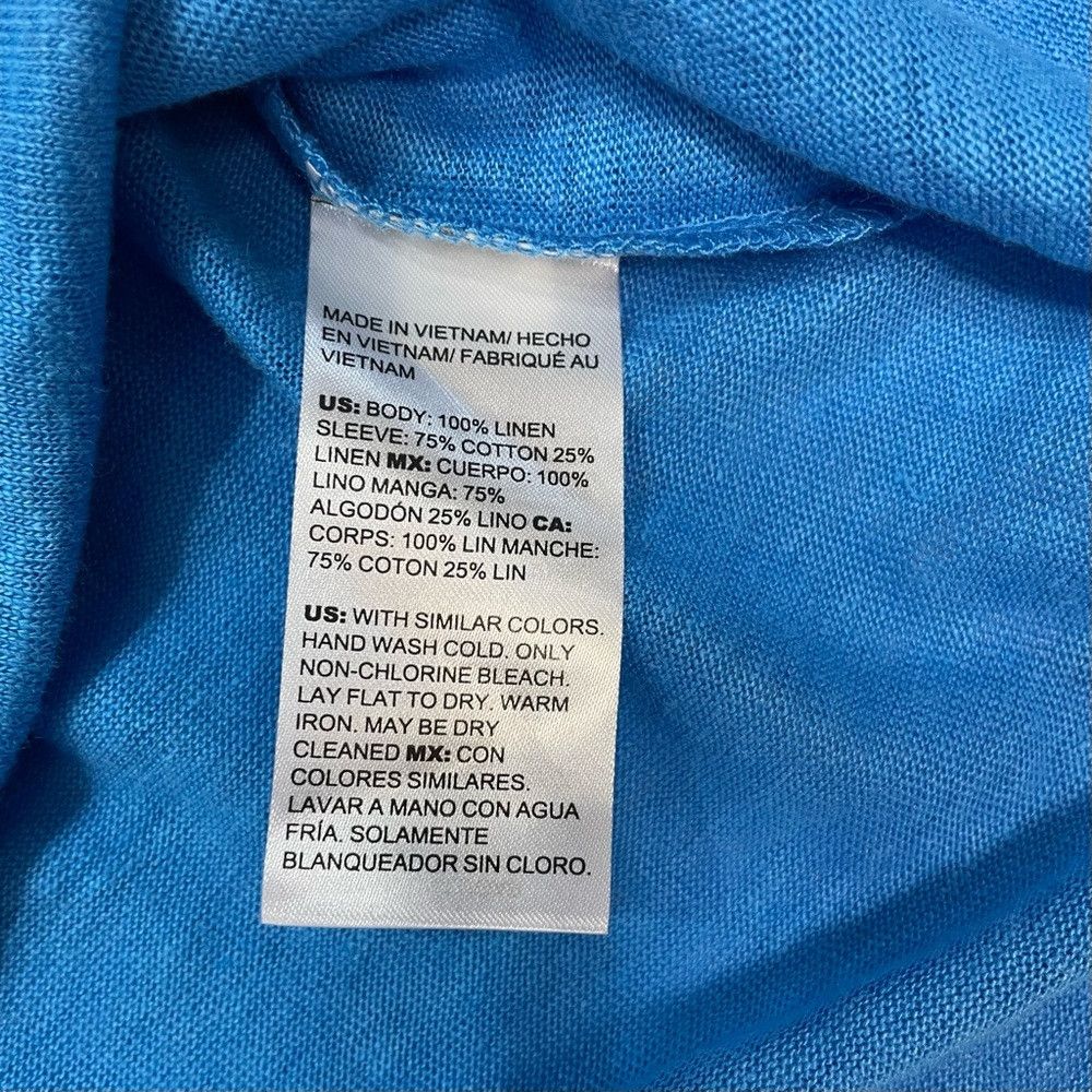 Chicos New Chico's Linen Detailed 3/4 Sleeve Blue Top Size 1 US M Size M / US 6-8 / IT 42-44 - 7 Thumbnail