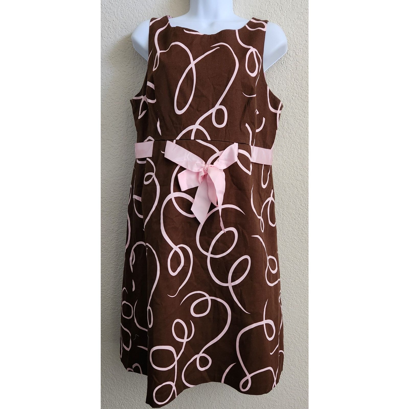 Other Jessica Howard Brown Pink Swirls A Line Dress 14 Lightweight Size XL / US 12-14 / IT 48-50 - 1 Thumbnail
