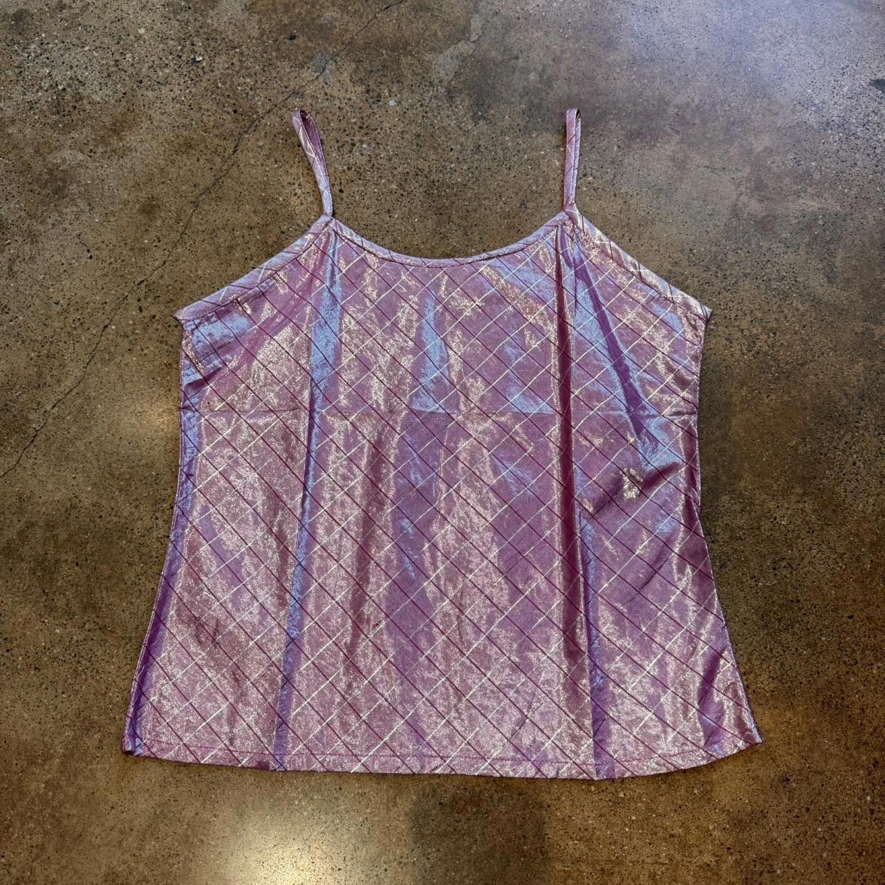 Designer Pink Plaid Metallic Tank Top Size S / US 4 / IT 40 - 2 Thumbnail