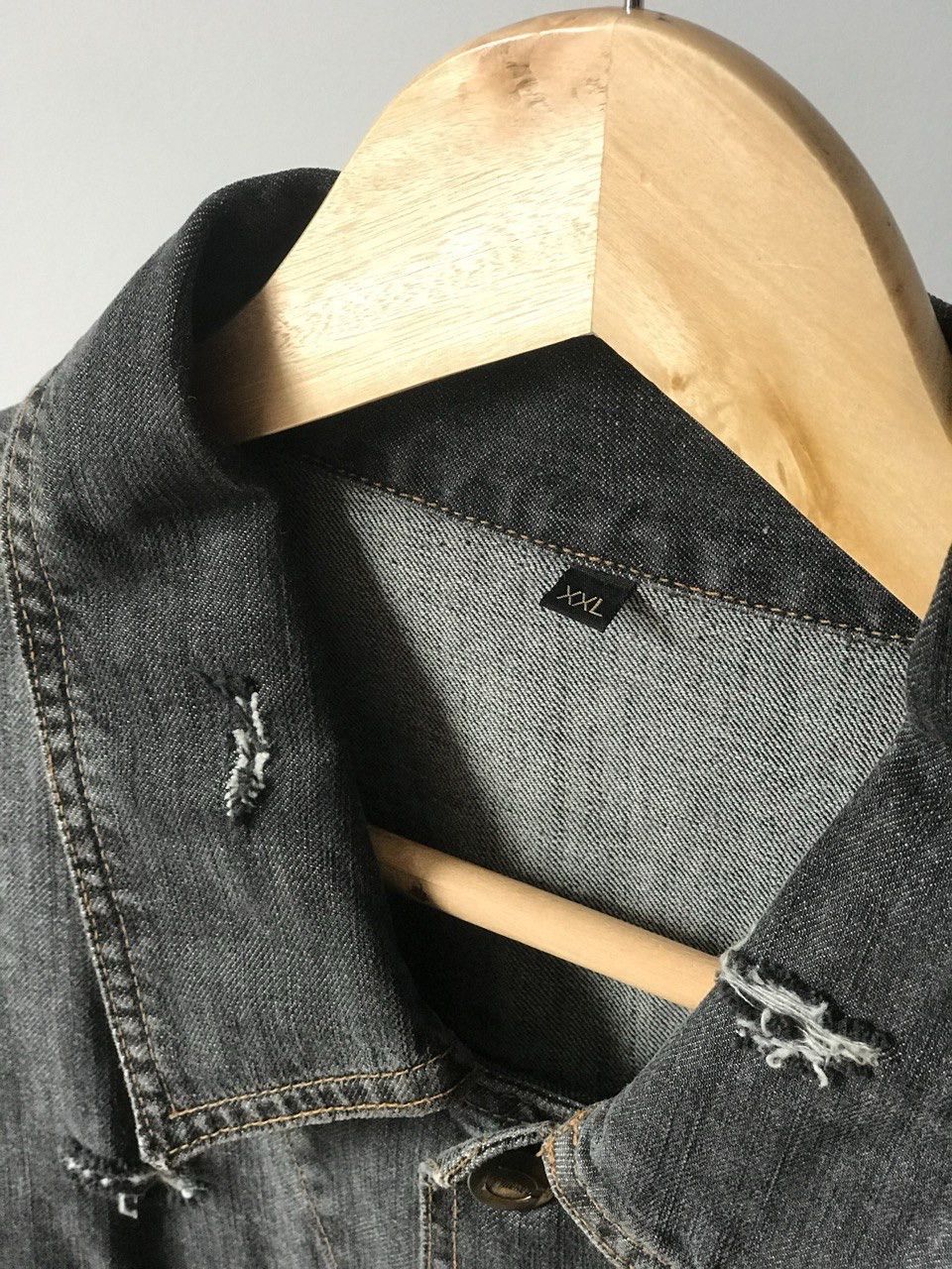 Just Cavalli Just Cavalli Black Washed Denim Jacket Distressed Design Size US XXL / EU 58 / 5 - 7 Thumbnail