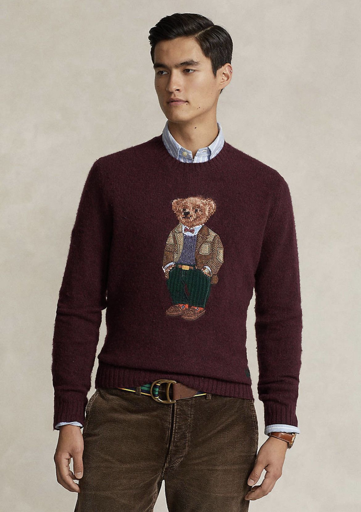image of Polo Ralph Lauren Polo Bear Wool-Cashmere Sweater in Wine, Men's (Size Medium)