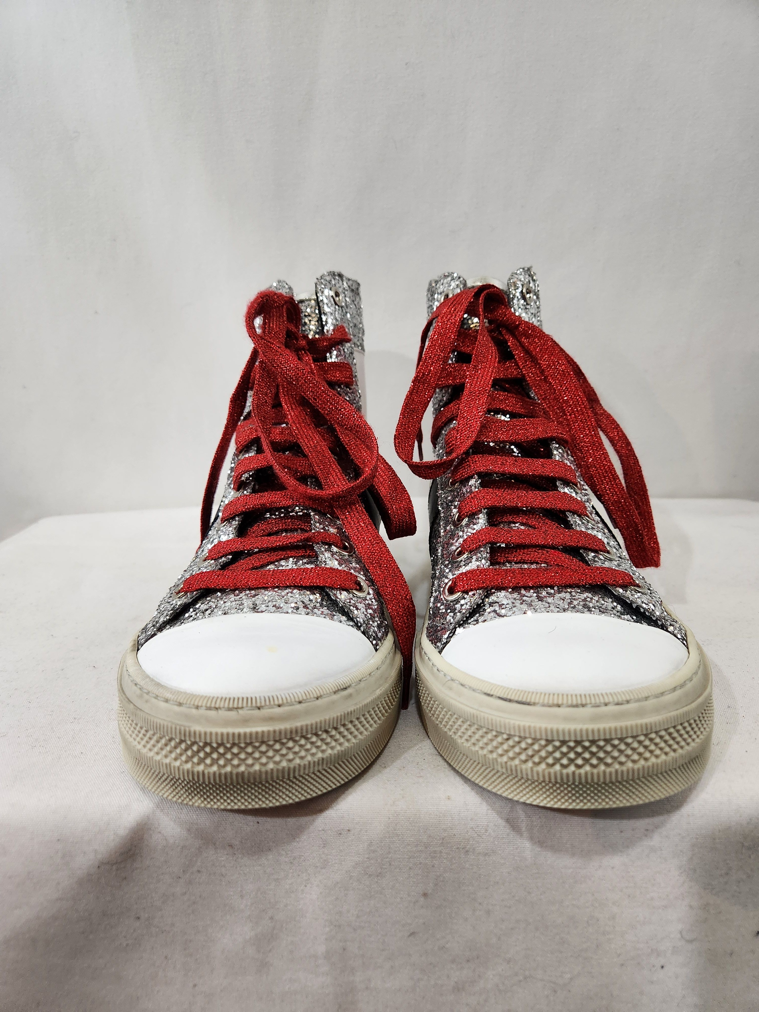Amiri Sunset High Top Silver Glitter Sneakers Size US 8 / EU 41 - 7 Thumbnail