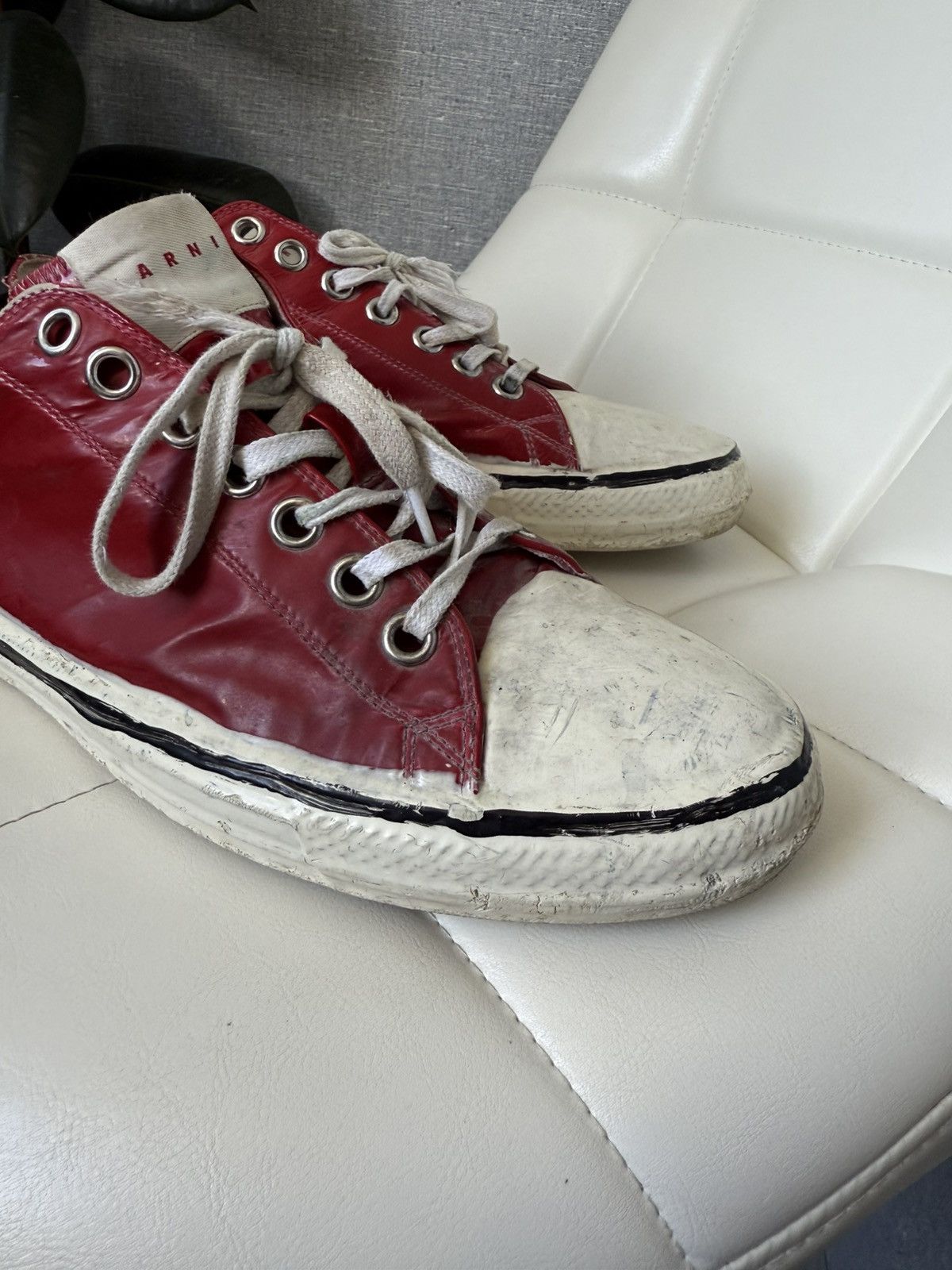 Marni MARNI Gooey Red Converse Low Top Destroyed Sneakers Size 43 Size US 10 / EU 43 - 9 Thumbnail